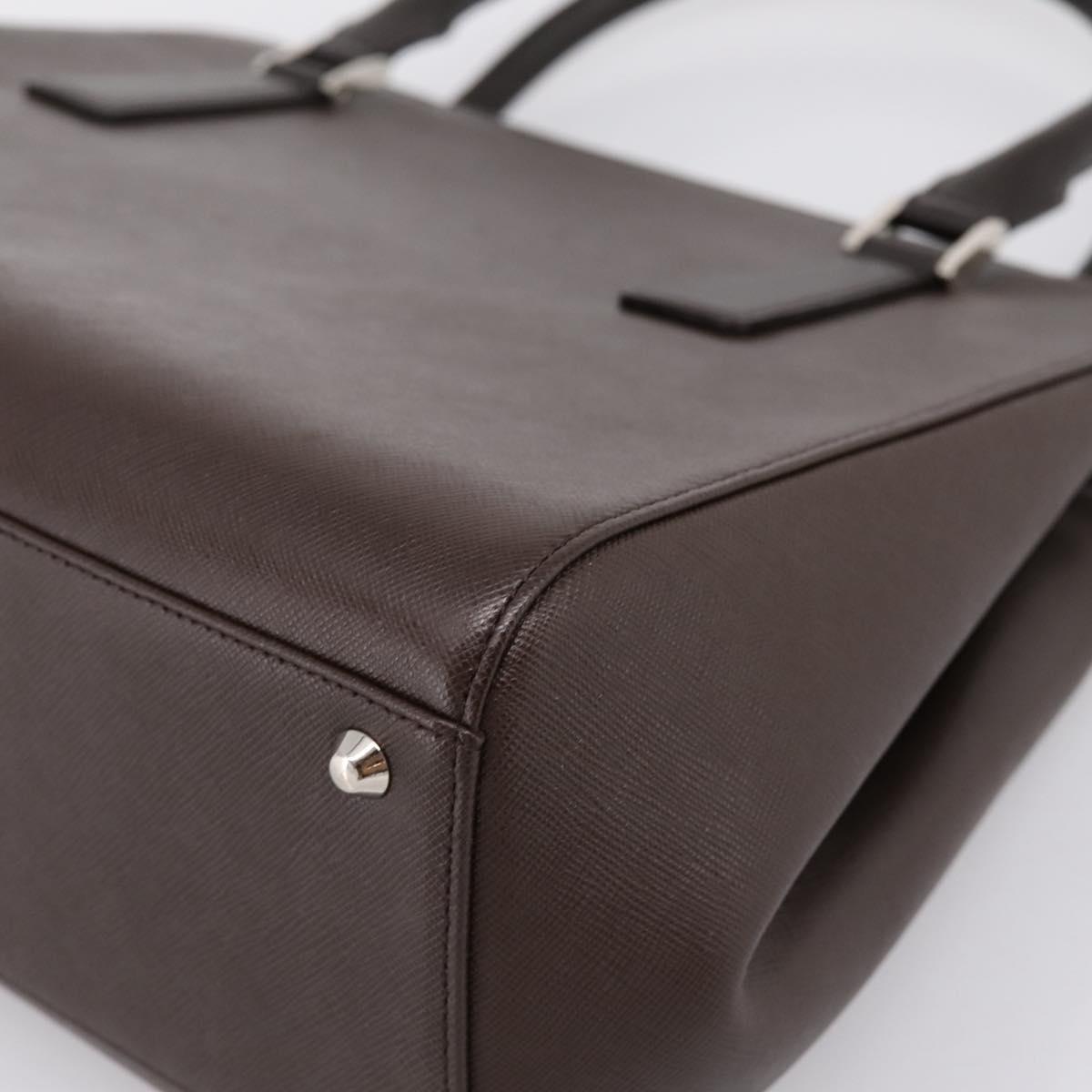 BURBERRY Hand Bag Leather Brown Silver Auth BA15380A