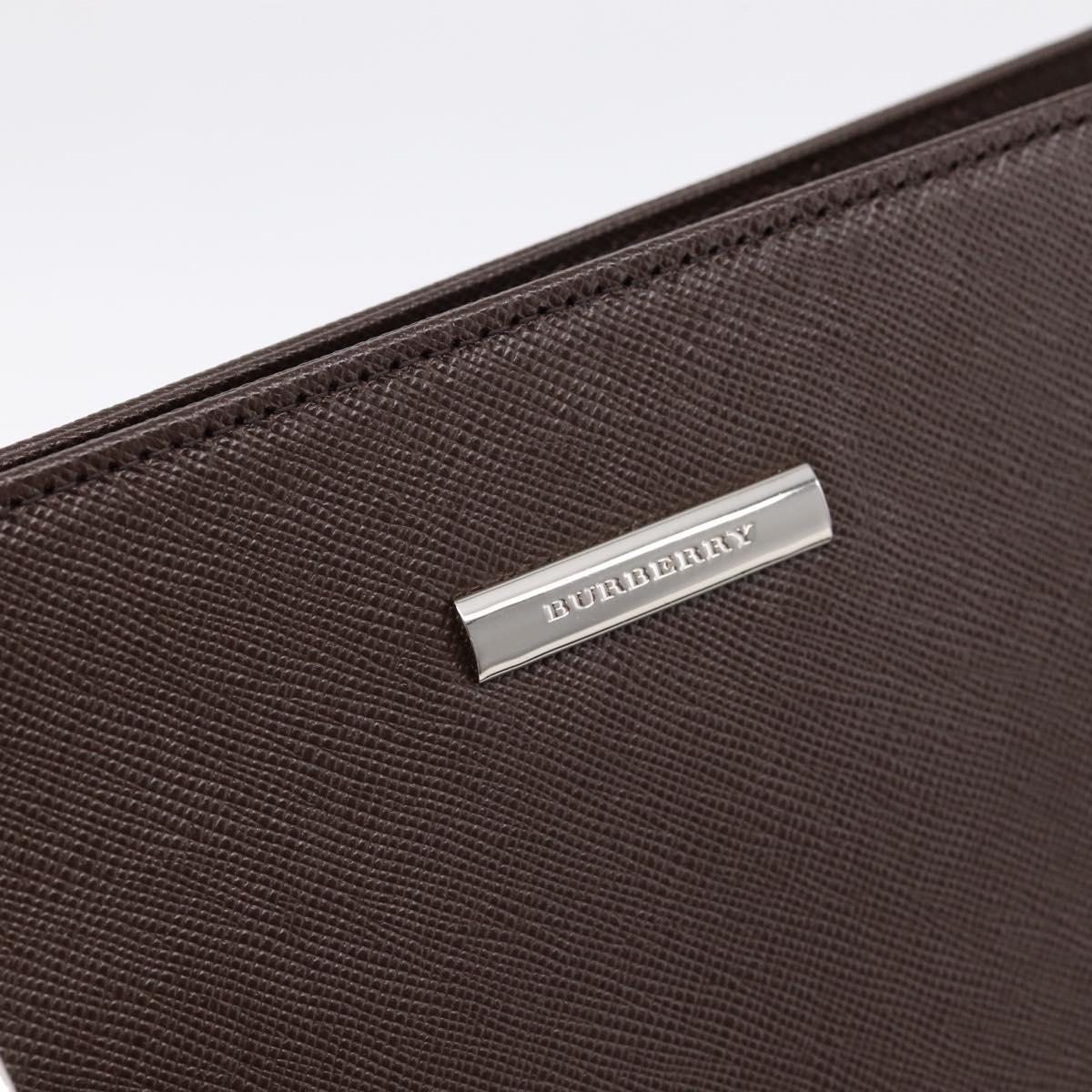 BURBERRY Hand Bag Leather Brown Silver Auth BA15380A