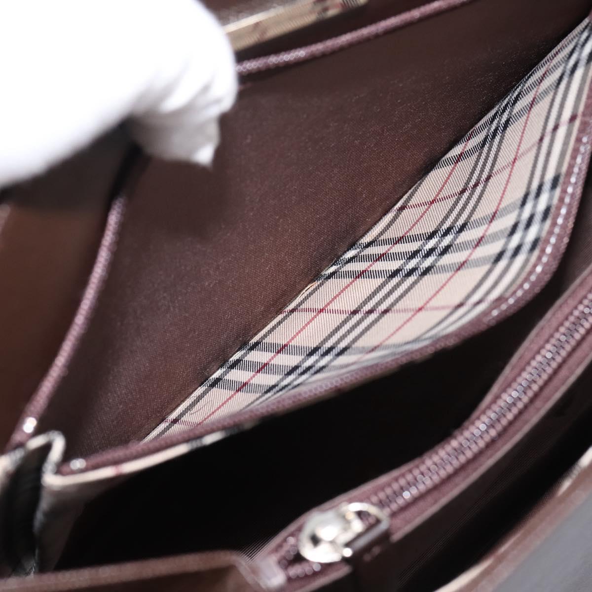 BURBERRY Hand Bag Leather Brown Silver Auth BA15380A