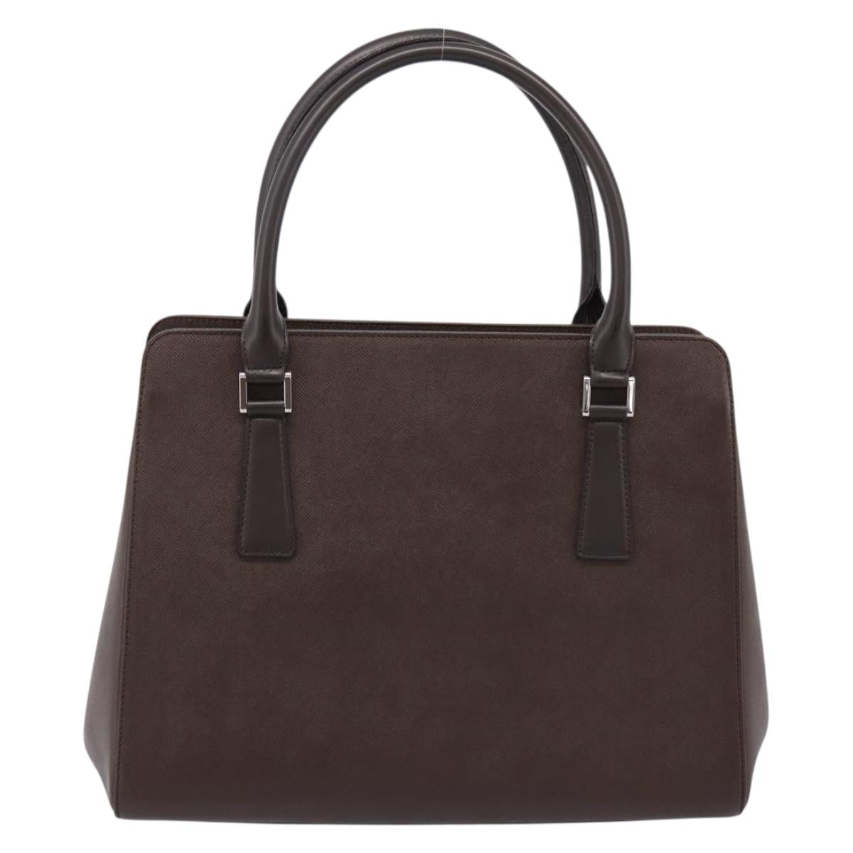 BURBERRY Hand Bag Leather Brown Silver Auth BA15380A