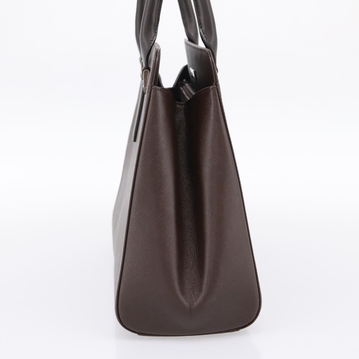 BURBERRY Hand Bag Leather Brown Silver Auth BA15380A