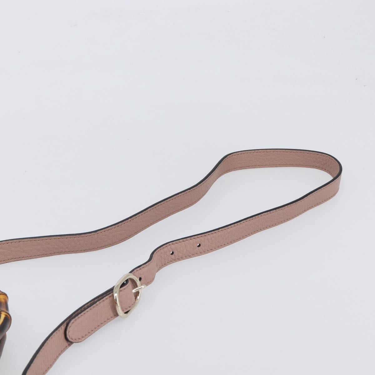 GUCCI Bamboo Hand Bag Leather 2way Pink Gold Tone 323660 Auth BA15382A