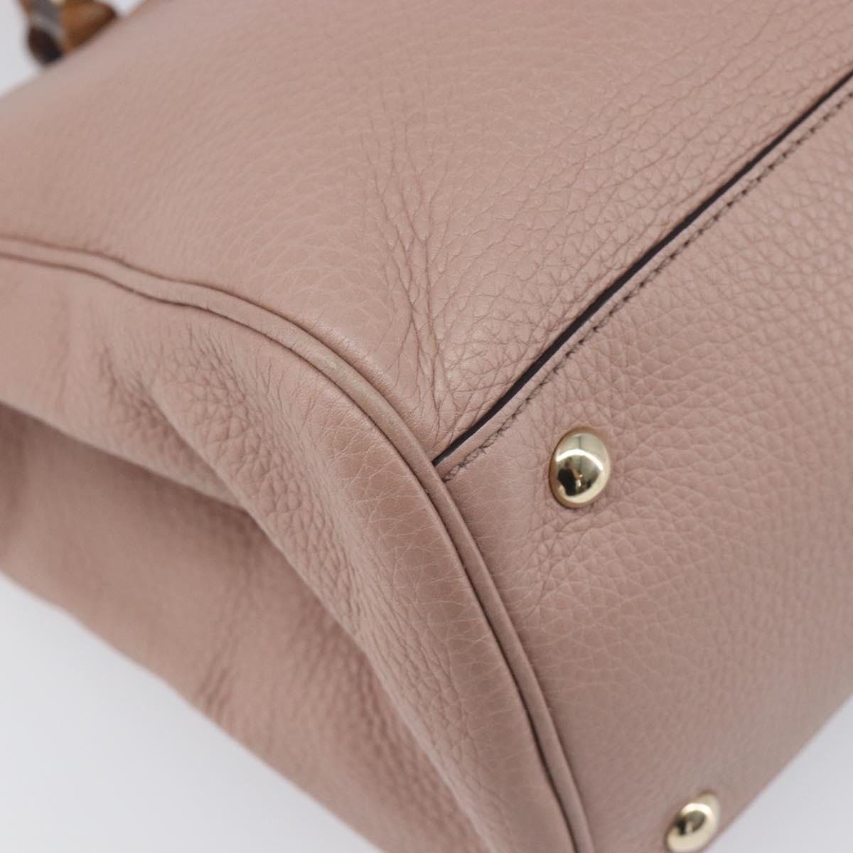 GUCCI Bamboo Hand Bag Leather 2way Pink Gold Tone 323660 Auth BA15382A