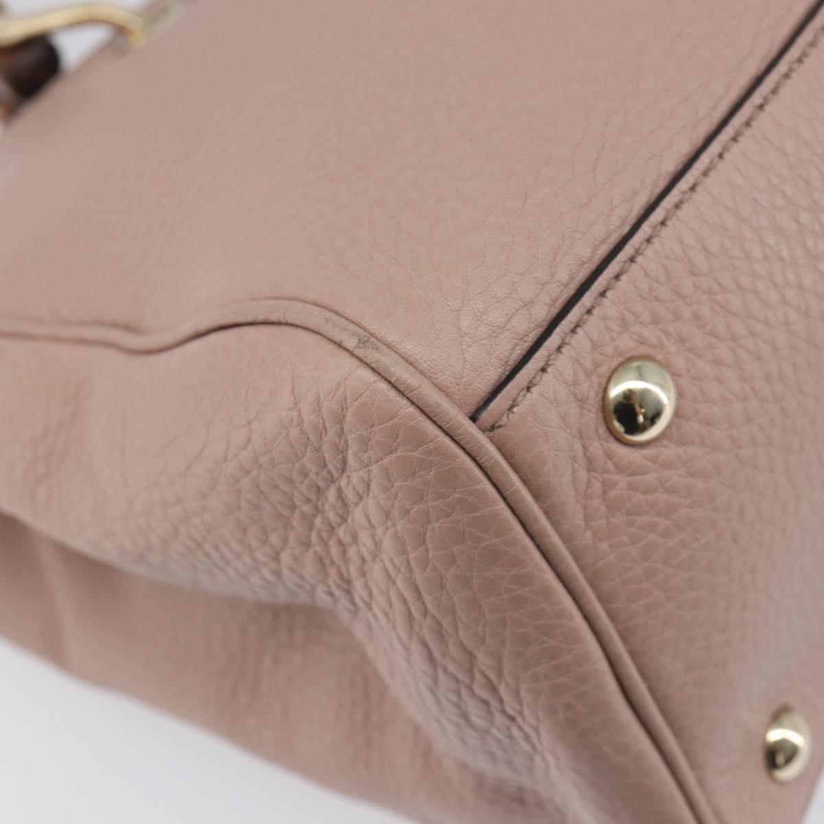 GUCCI Bamboo Hand Bag Leather 2way Pink Gold Tone 323660 Auth BA15382A