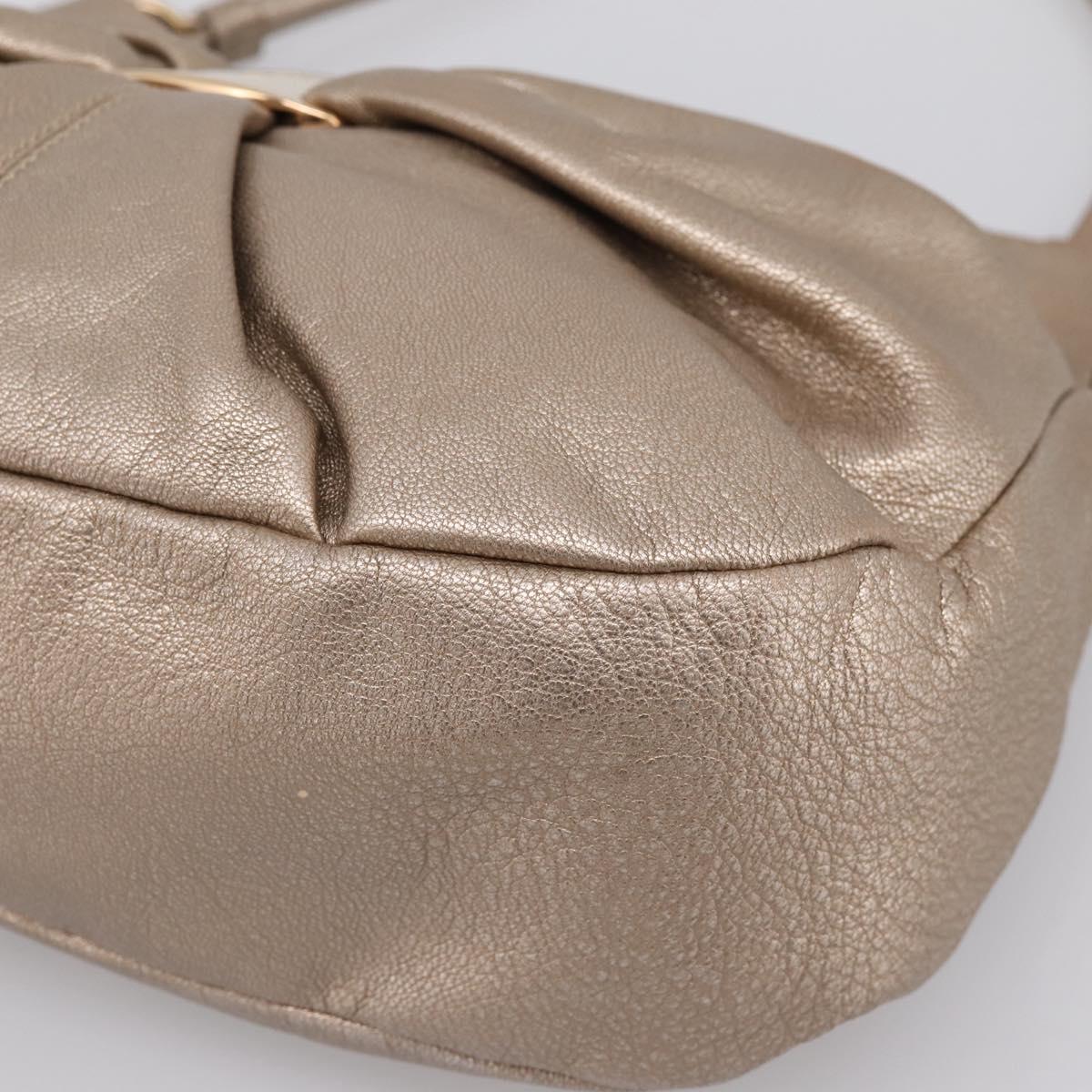Salvatore Ferragamo Vala Hand Bag Leather Gold Auth BA15384