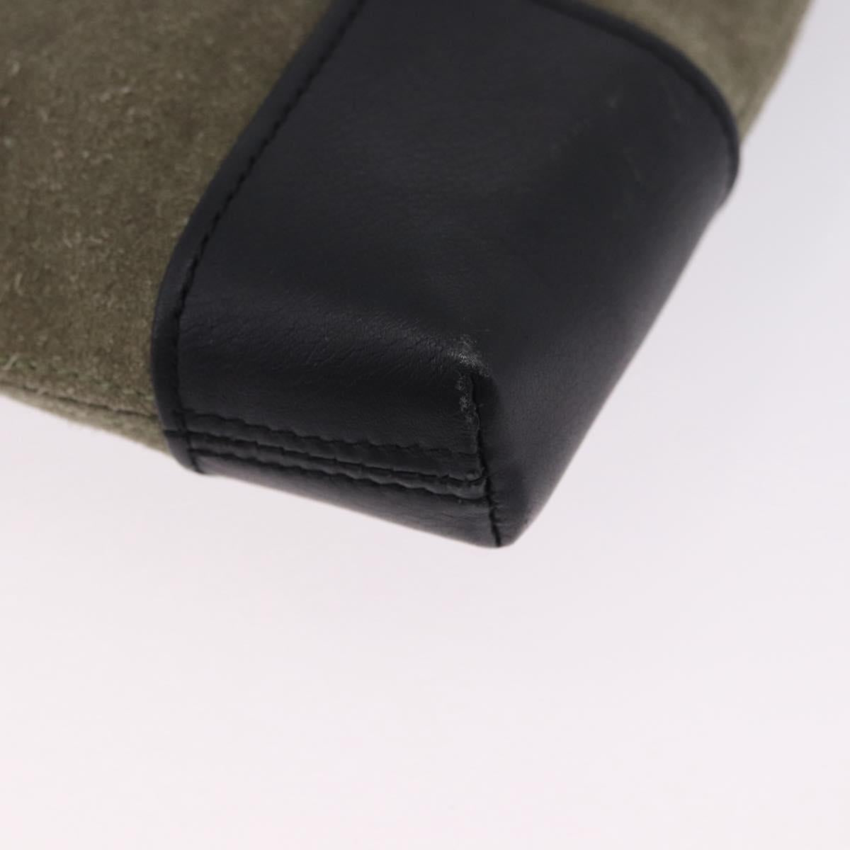 LOEWE Anagram Shoulder Bag Suede Khaki Black Auth BA15386