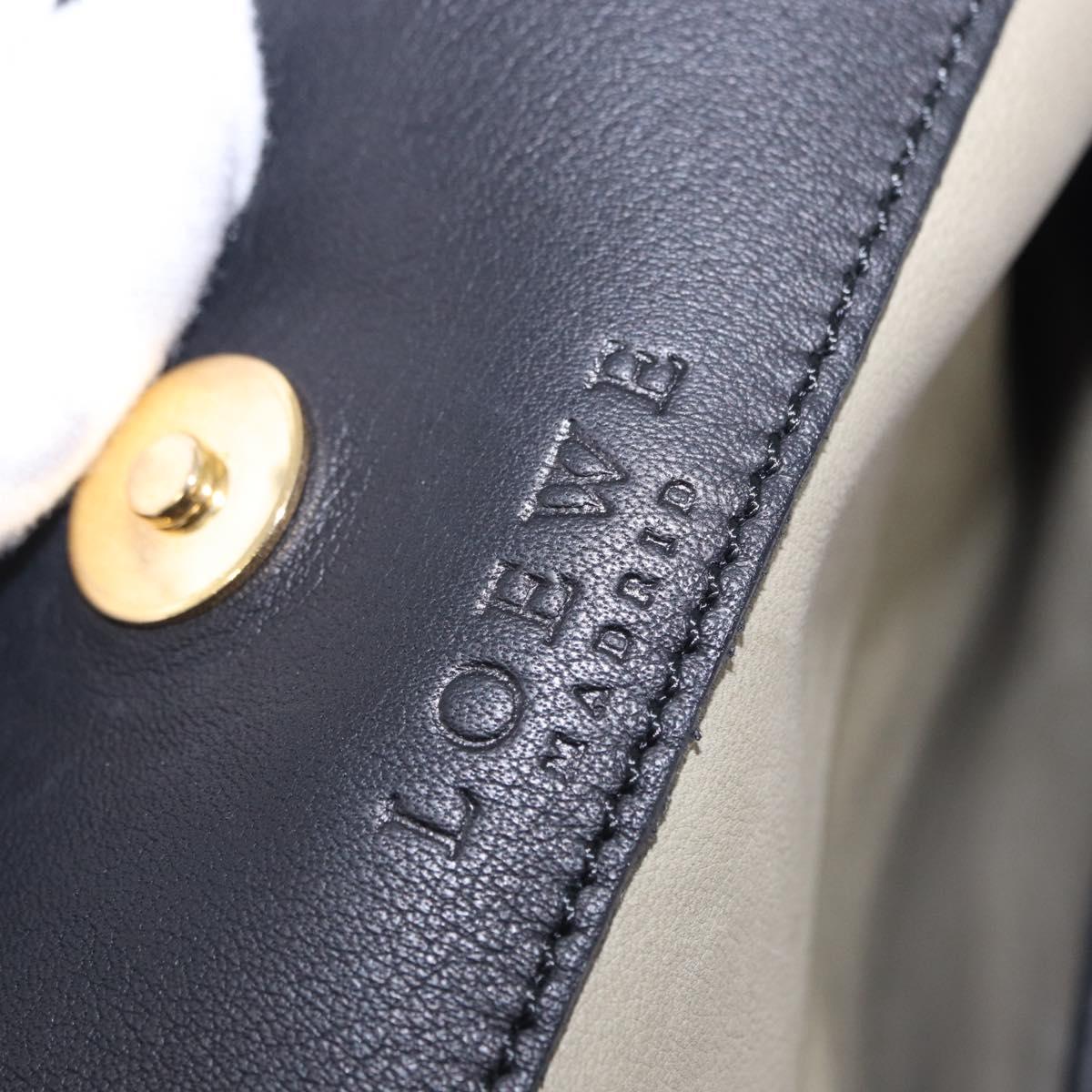 LOEWE Anagram Shoulder Bag Suede Khaki Black Auth BA15386