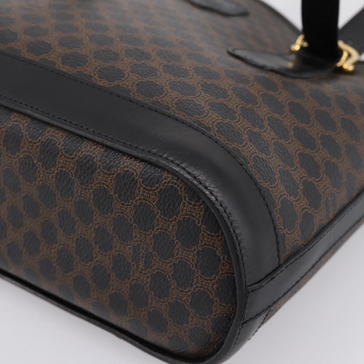 CELINE Macadam Tote Bag PVC Leather Black Gold Tone Auth BA15388