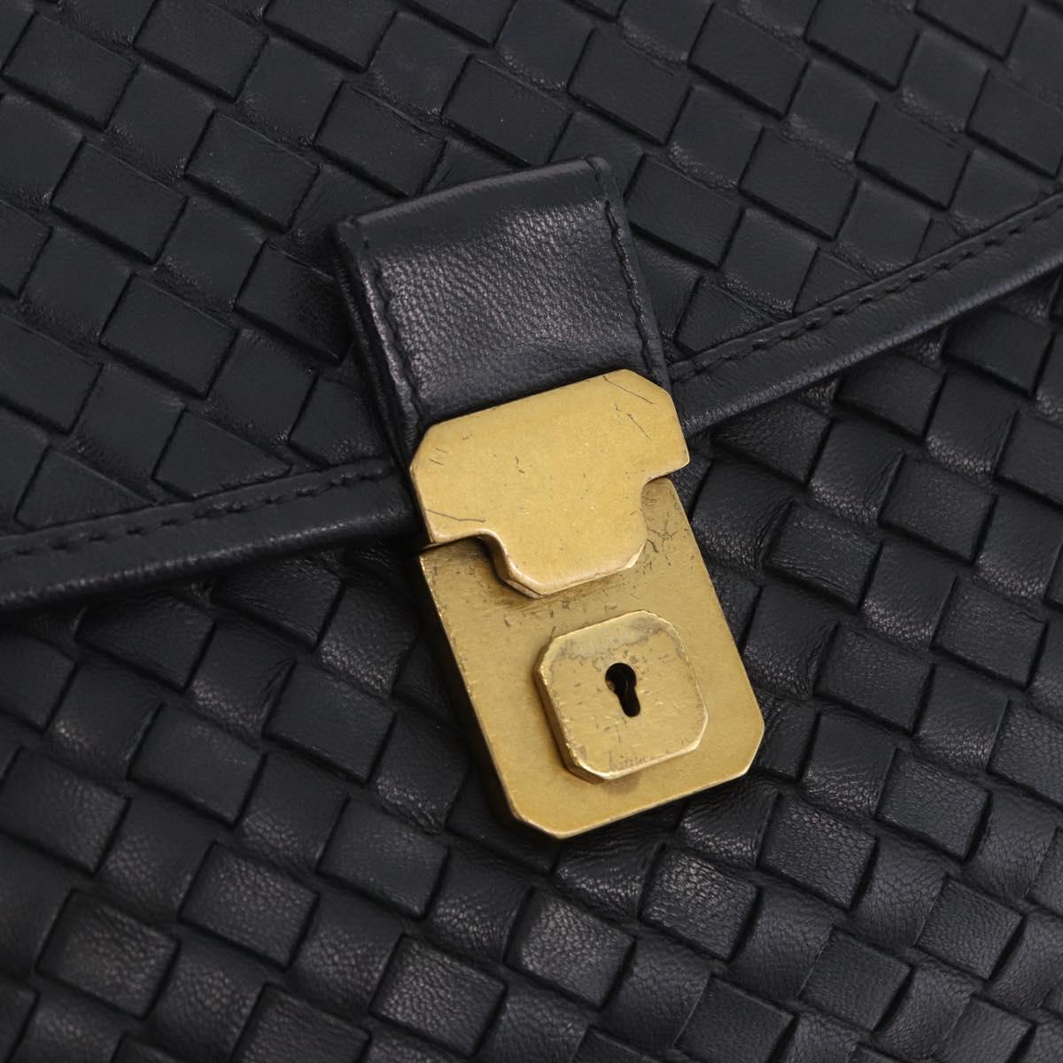BOTTEGA VENETA INTRECCIATO Business Bag Leather Black Gold 170238 Auth BA15390