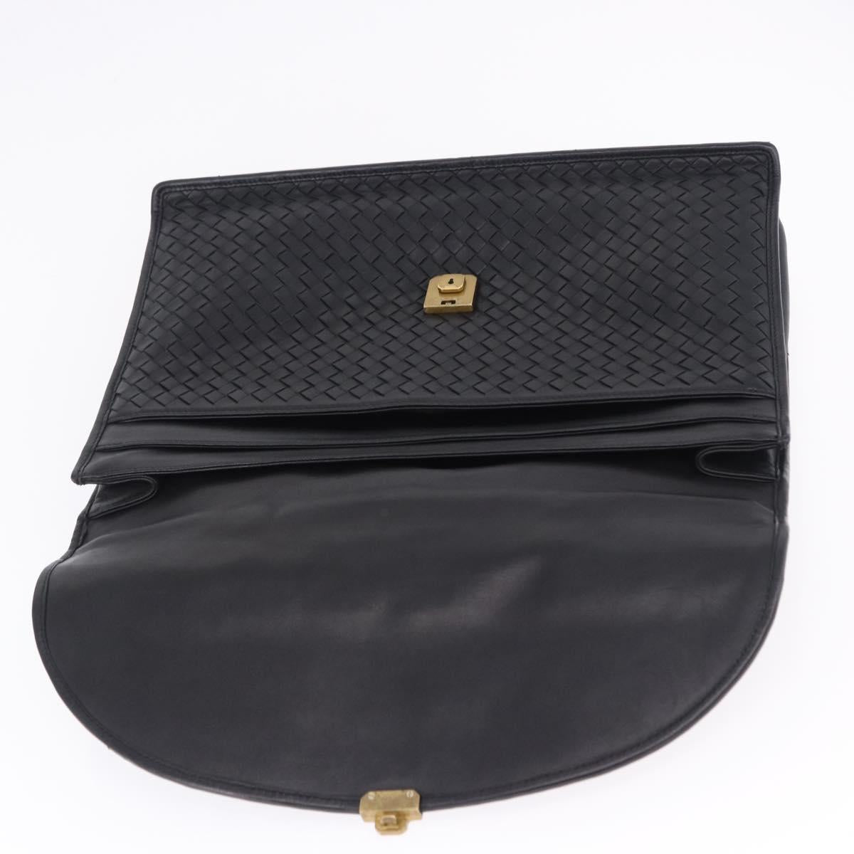 BOTTEGA VENETA INTRECCIATO Business Bag Leather Black Gold 170238 Auth BA15390