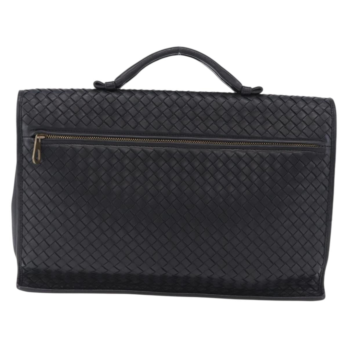 BOTTEGA VENETA INTRECCIATO Business Bag Leather Black Gold 170238 Auth BA15390