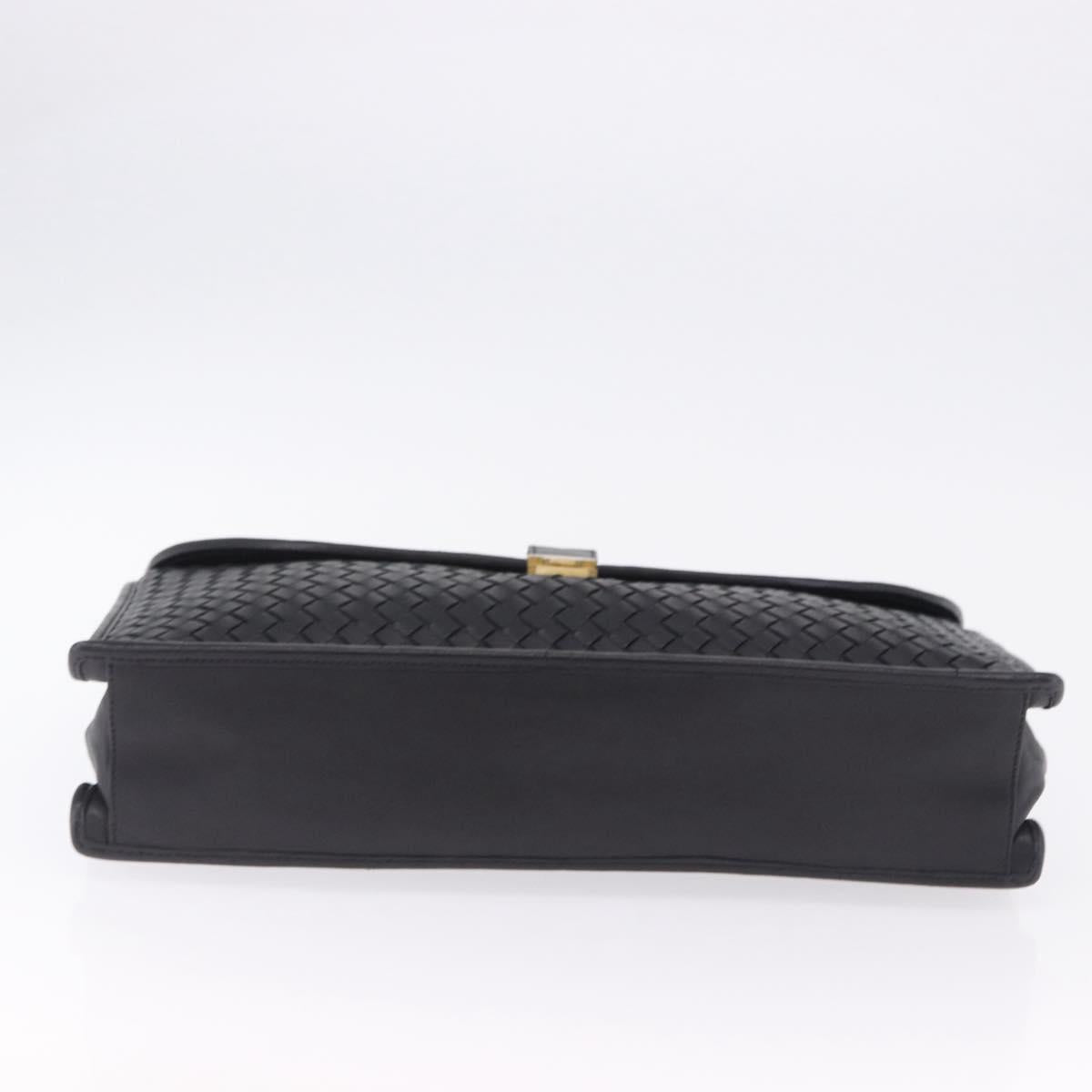 BOTTEGA VENETA INTRECCIATO Business Bag Leather Black Gold 170238 Auth BA15390