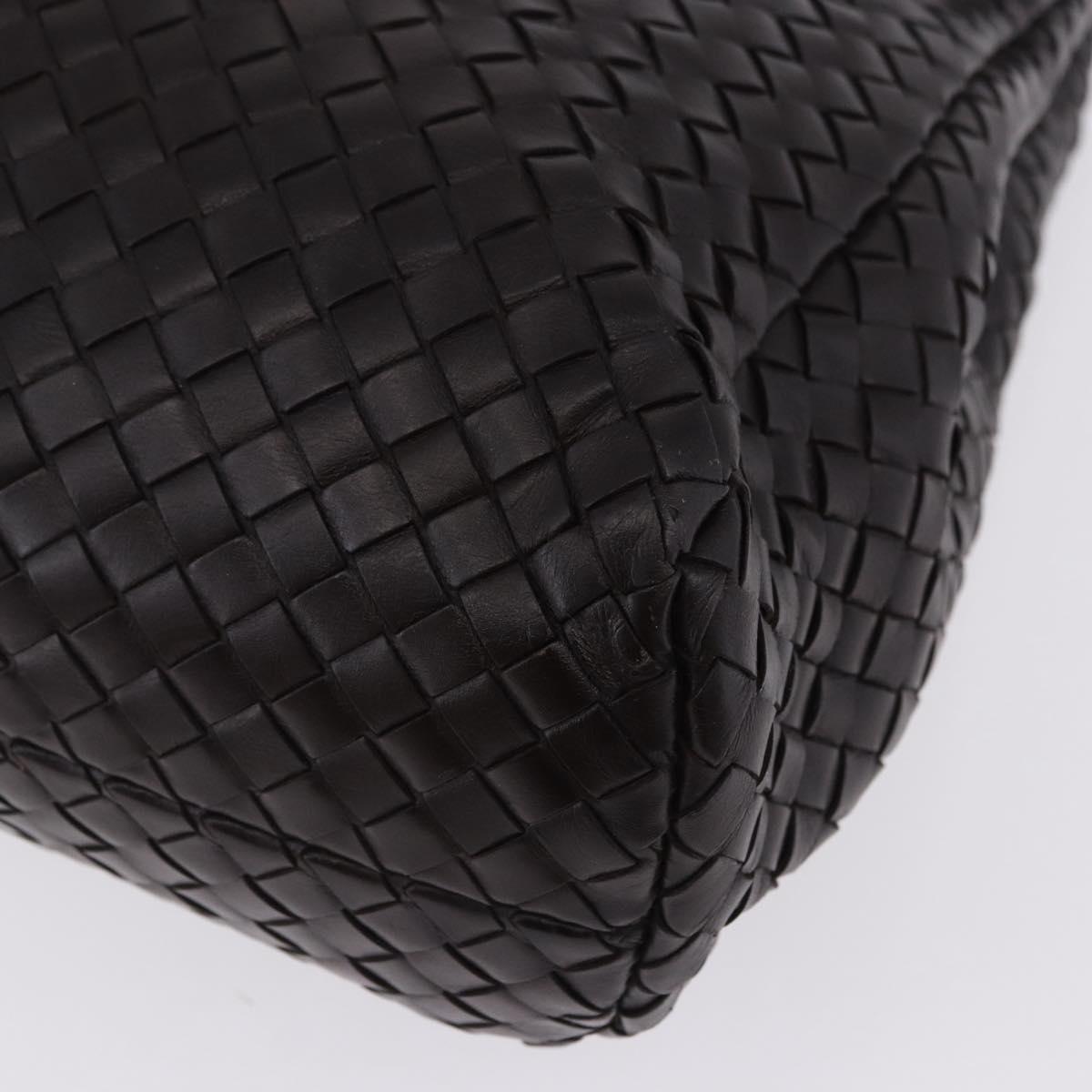 BOTTEGA VENETA INTRECCIATO Business Bag Leather Black Silver 122139 Auth BA15392