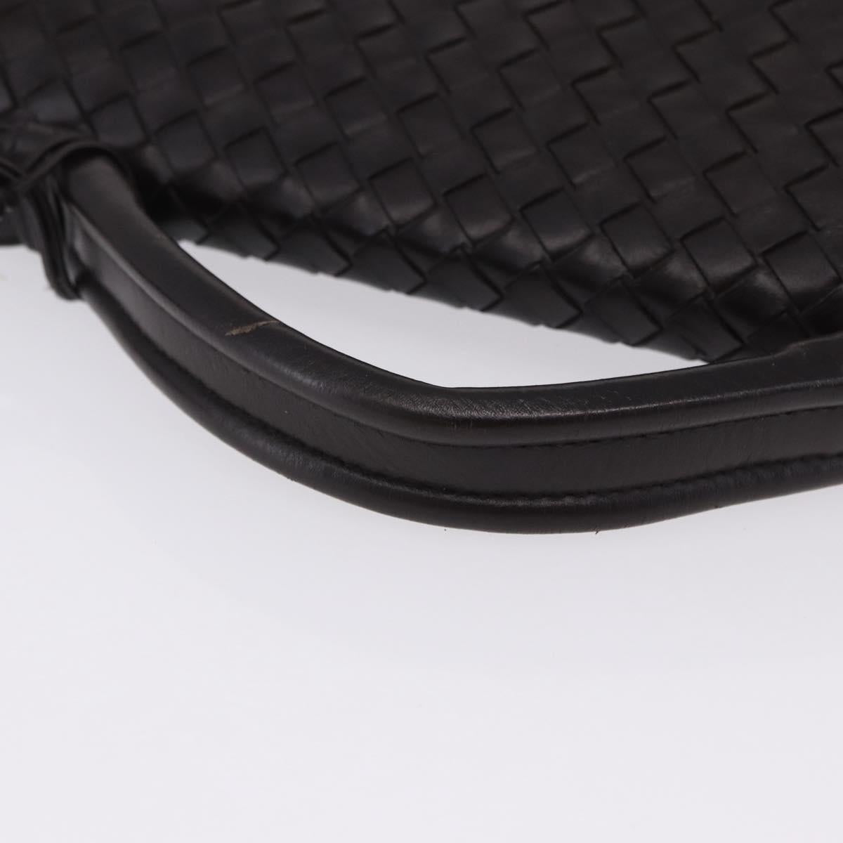 BOTTEGA VENETA INTRECCIATO Business Bag Leather Black Silver 122139 Auth BA15392