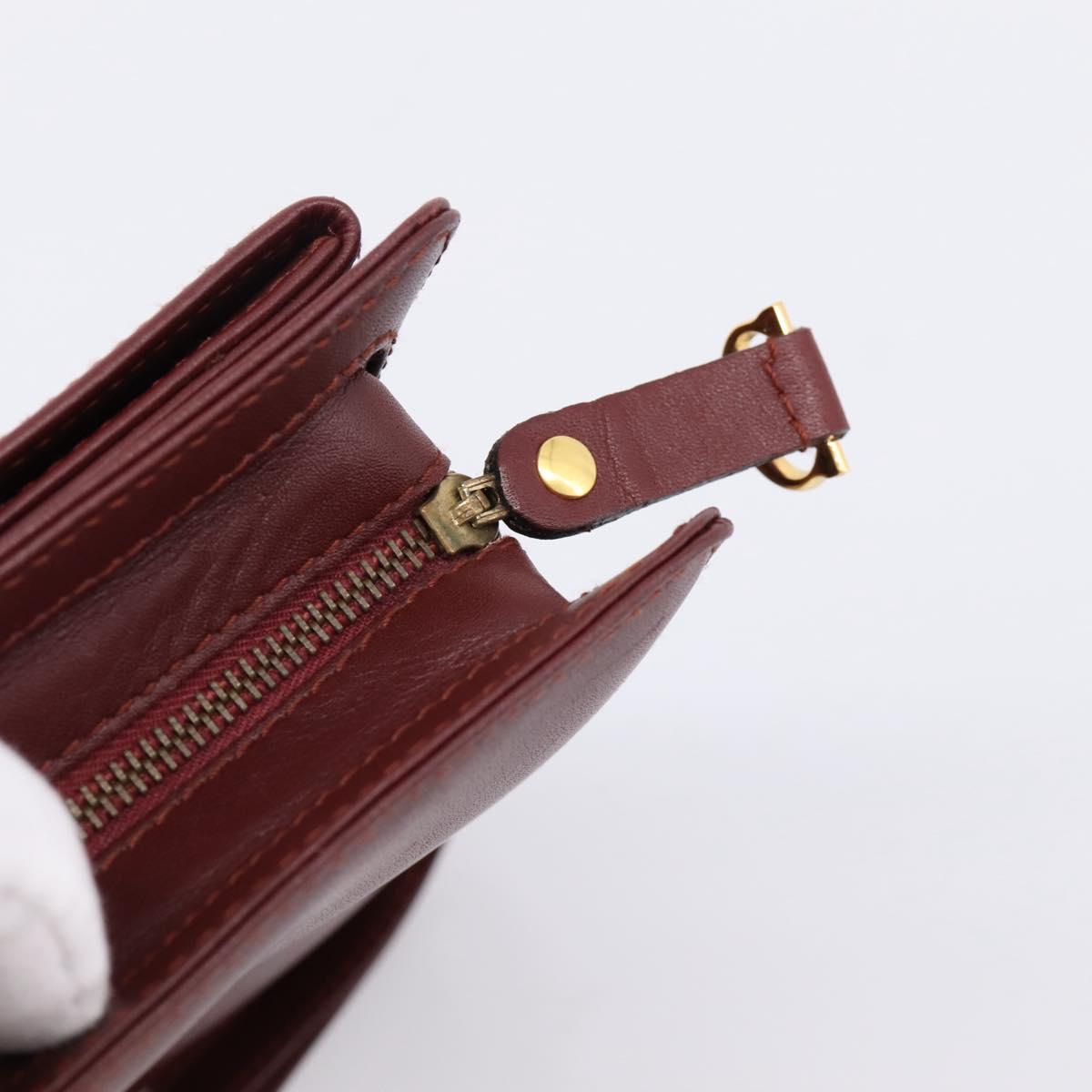 CARTIER Must Line Clutch Bag Leather Bordeaux Gold Tone Auth BA15394