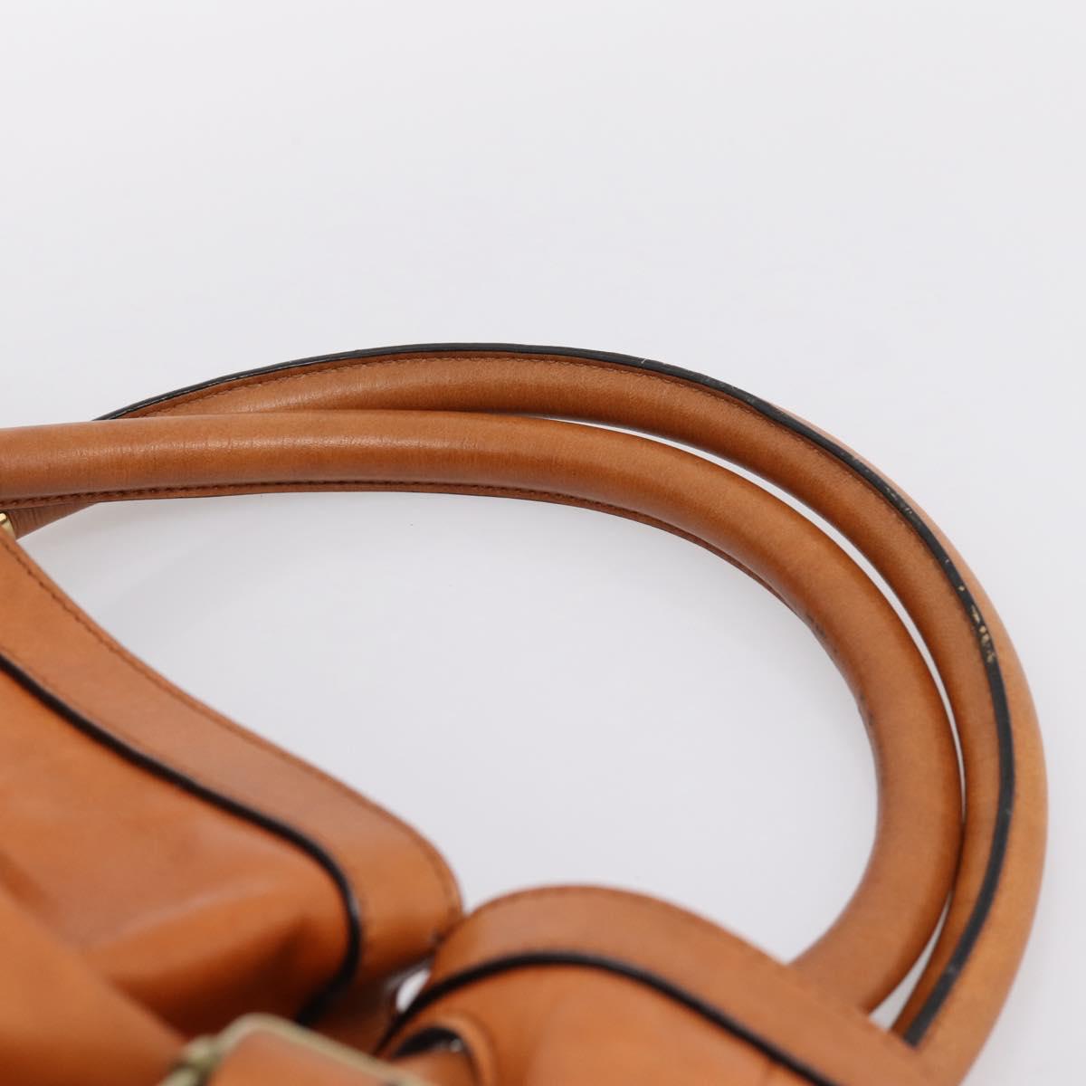 Chloe Victoria Hand Bag Leather Brown Gold Tone Auth BA15396