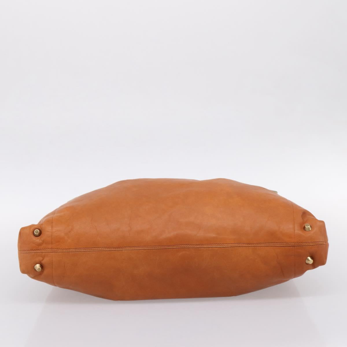 Chloe Victoria Hand Bag Leather Brown Gold Tone Auth BA15396