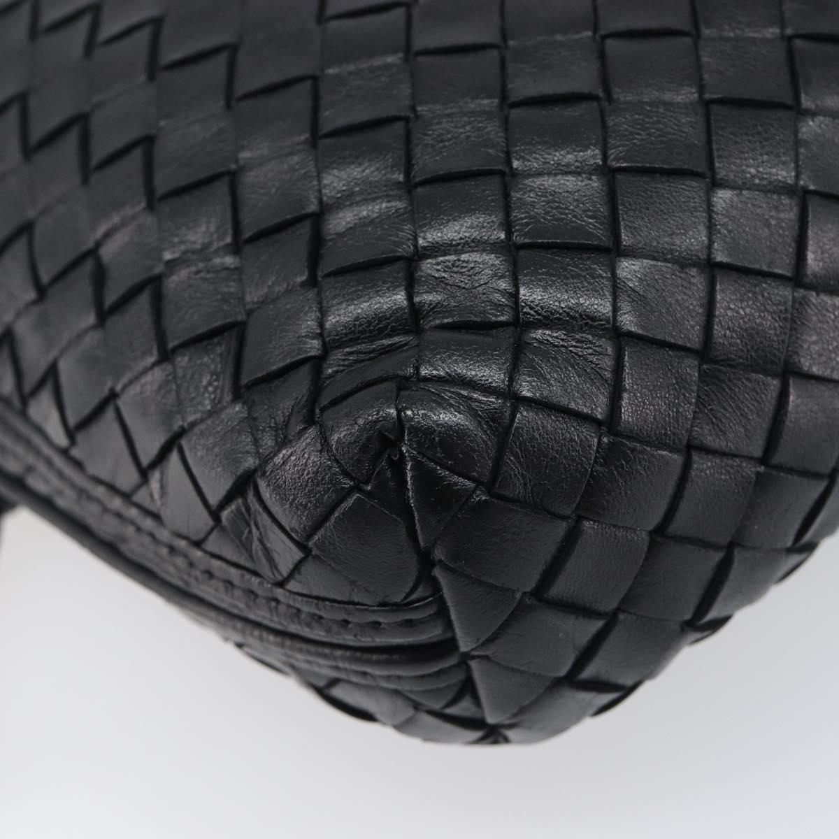 BOTTEGA VENETA INTRECCIATO Shoulder Bag Leather Black Auth BA15399