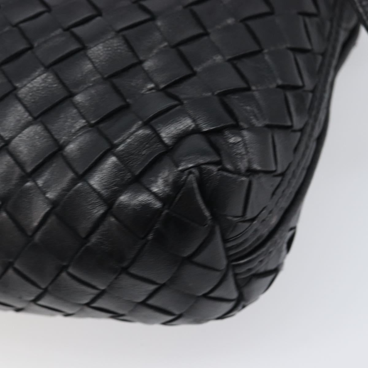 BOTTEGA VENETA INTRECCIATO Shoulder Bag Leather Black Auth BA15399