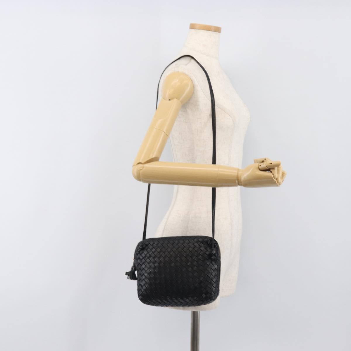 BOTTEGA VENETA INTRECCIATO Shoulder Bag Leather Black Auth BA15399