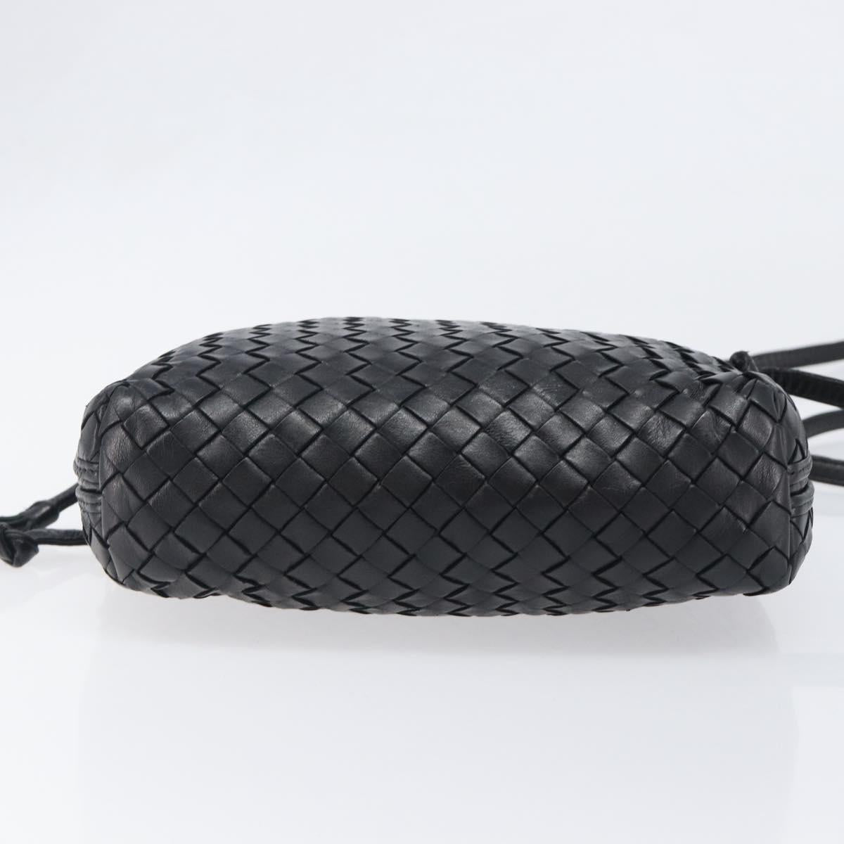 BOTTEGA VENETA INTRECCIATO Shoulder Bag Leather Black Auth BA15399