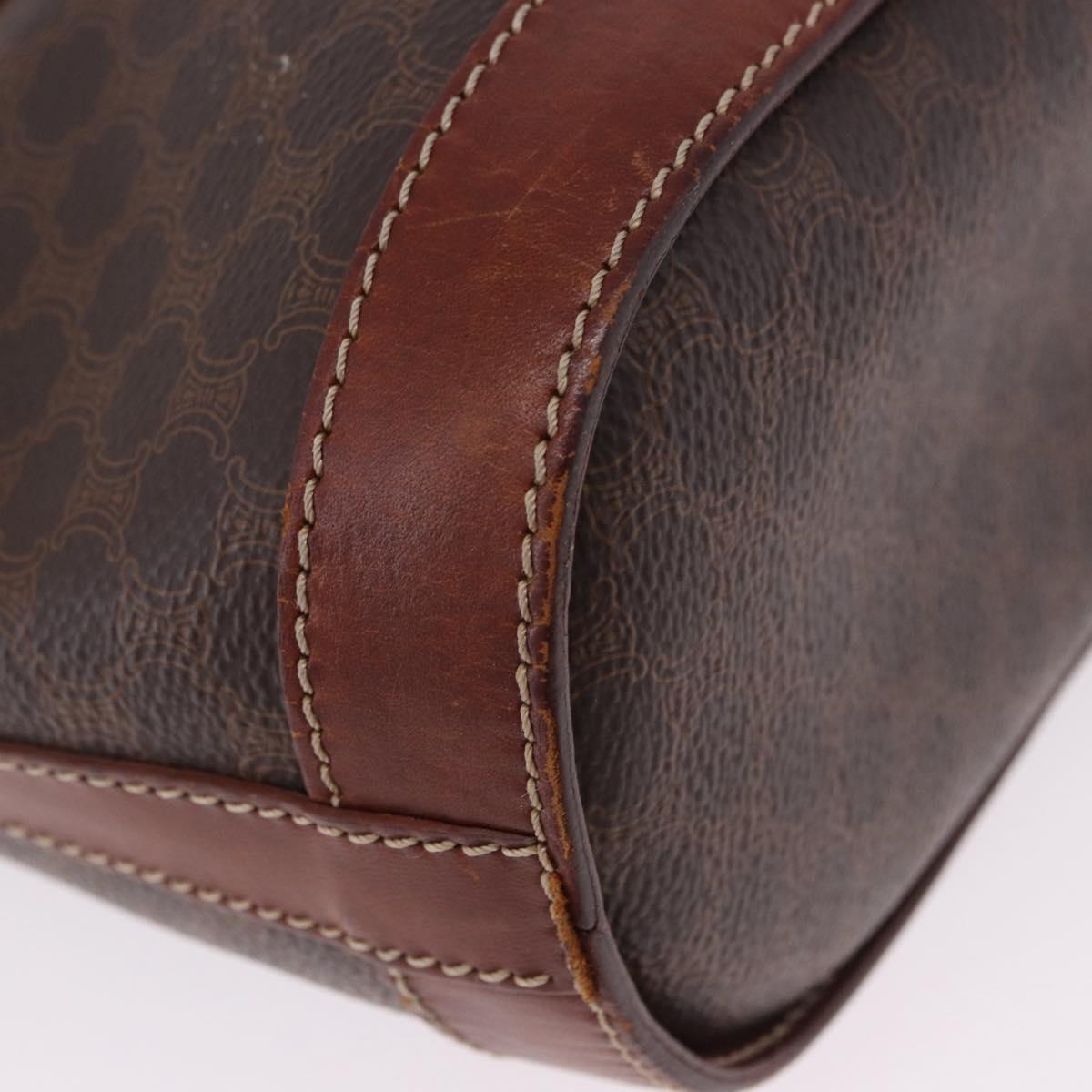 CELINE Macadam Tote Bag PVC Leather Brown Gold Tone Auth BA15400