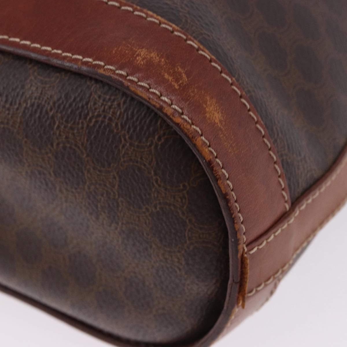 CELINE Macadam Tote Bag PVC Leather Brown Gold Tone Auth BA15400