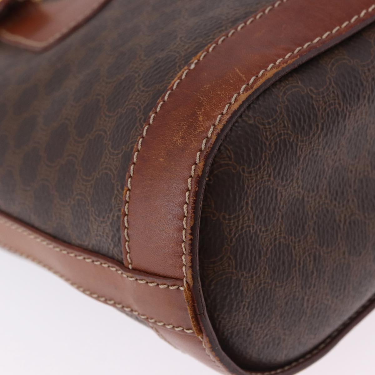 CELINE Macadam Tote Bag PVC Leather Brown Gold Tone Auth BA15400