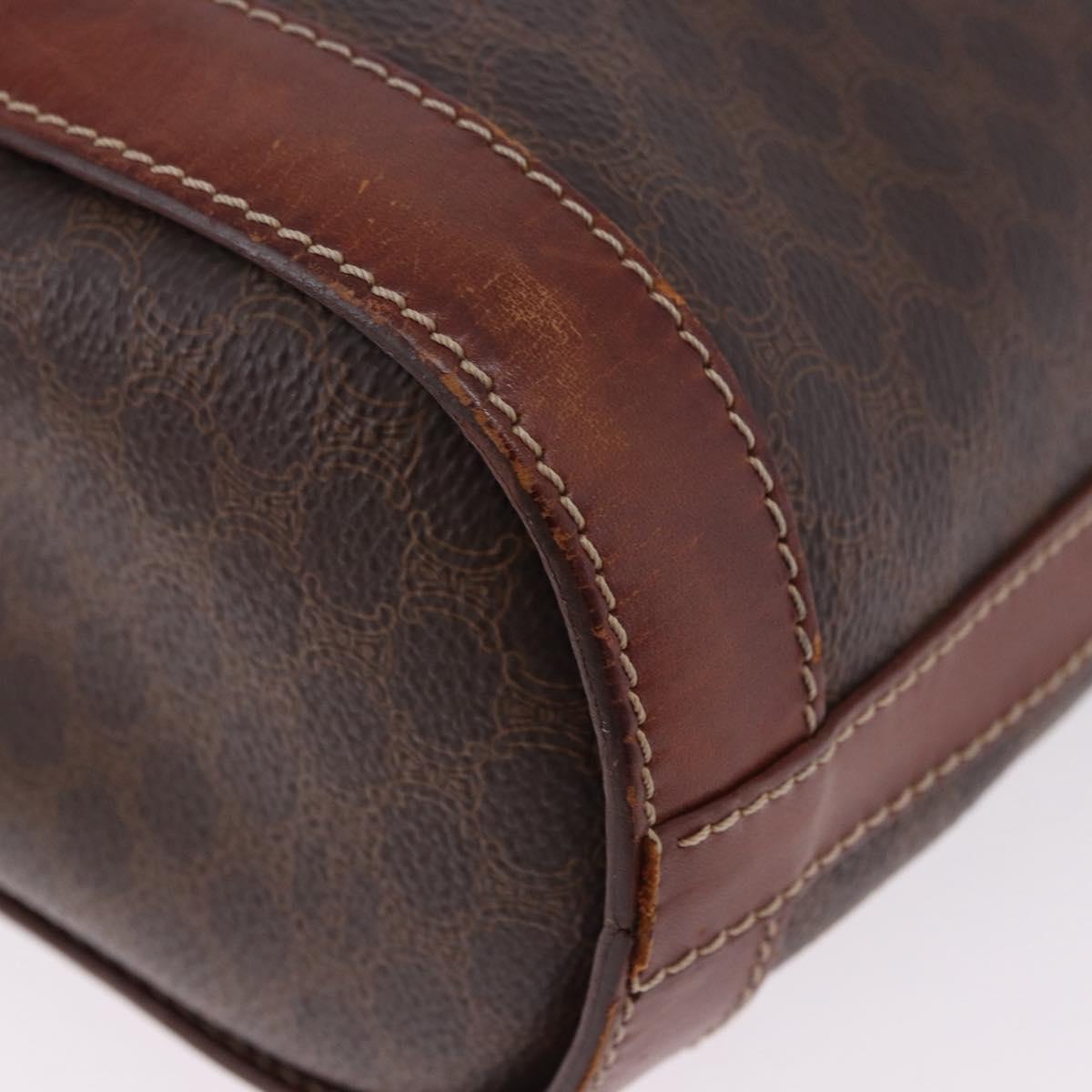 CELINE Macadam Tote Bag PVC Leather Brown Gold Tone Auth BA15400