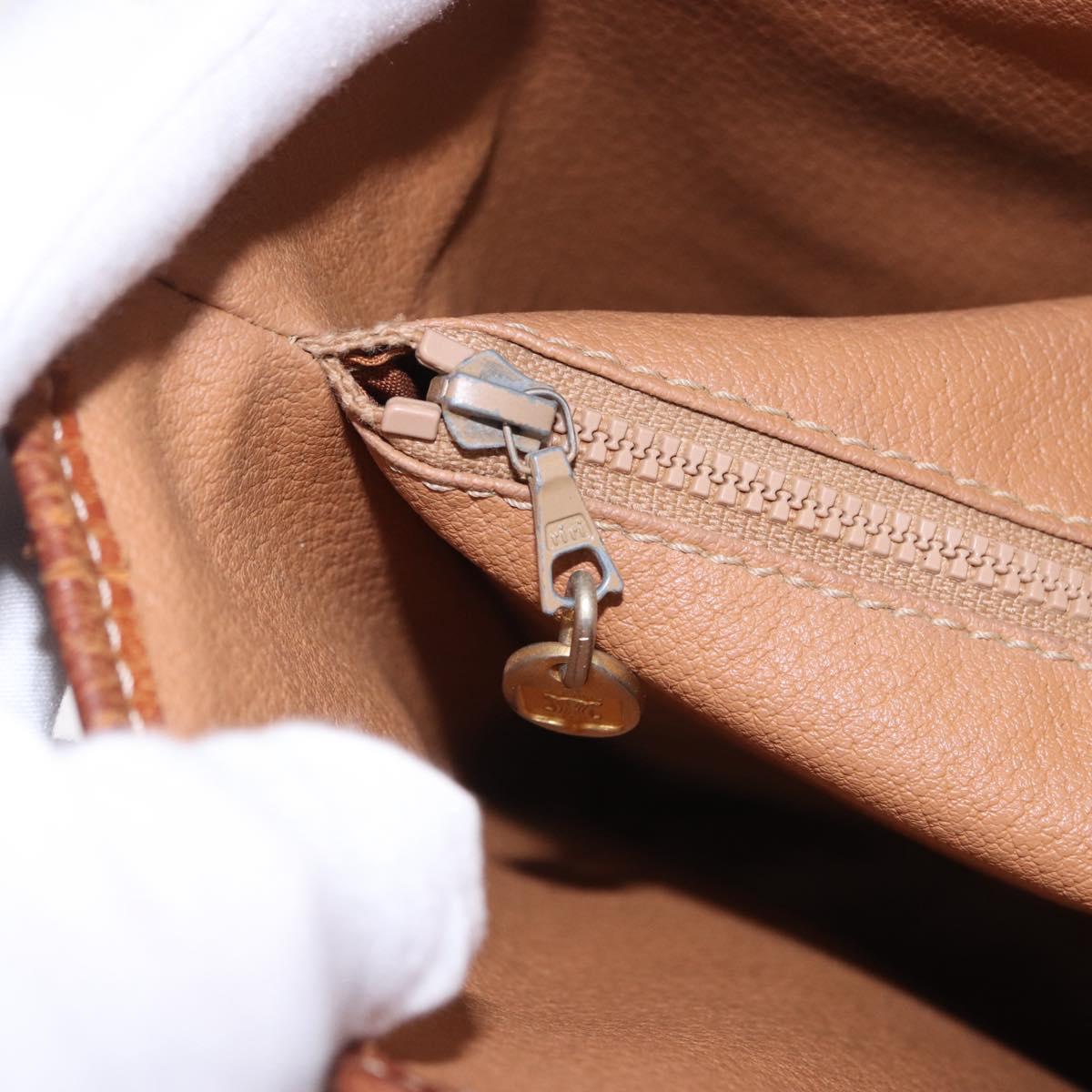 CELINE Macadam Tote Bag PVC Leather Brown Gold Tone Auth BA15400