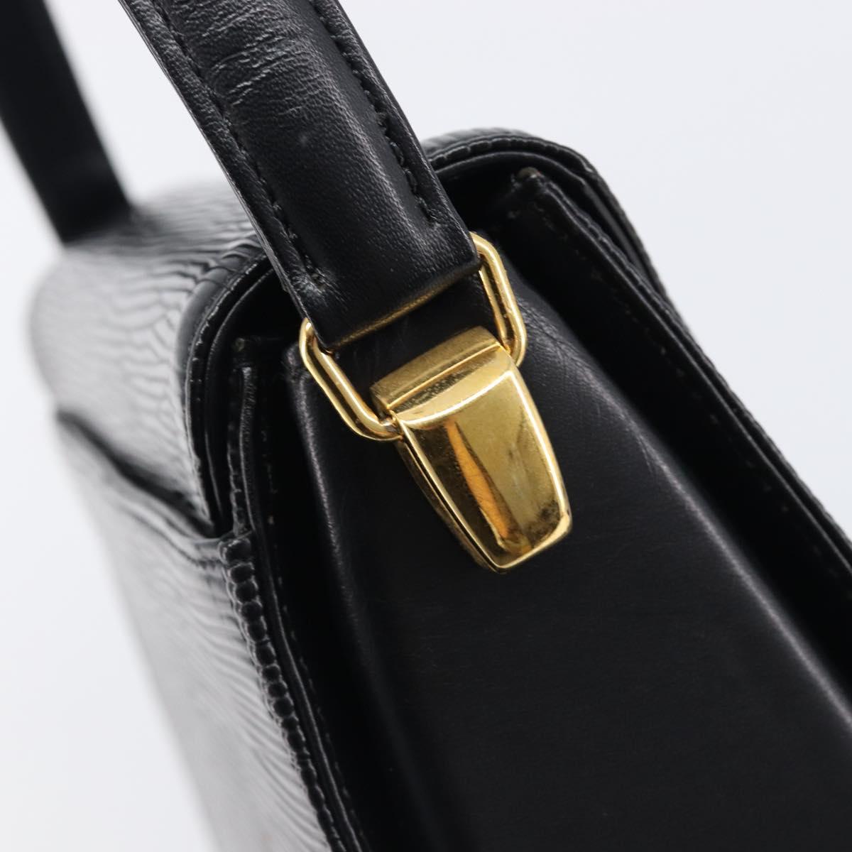 VALENTINO Hand Bag Leather 2way Black Gold Tone Auth BA15401A