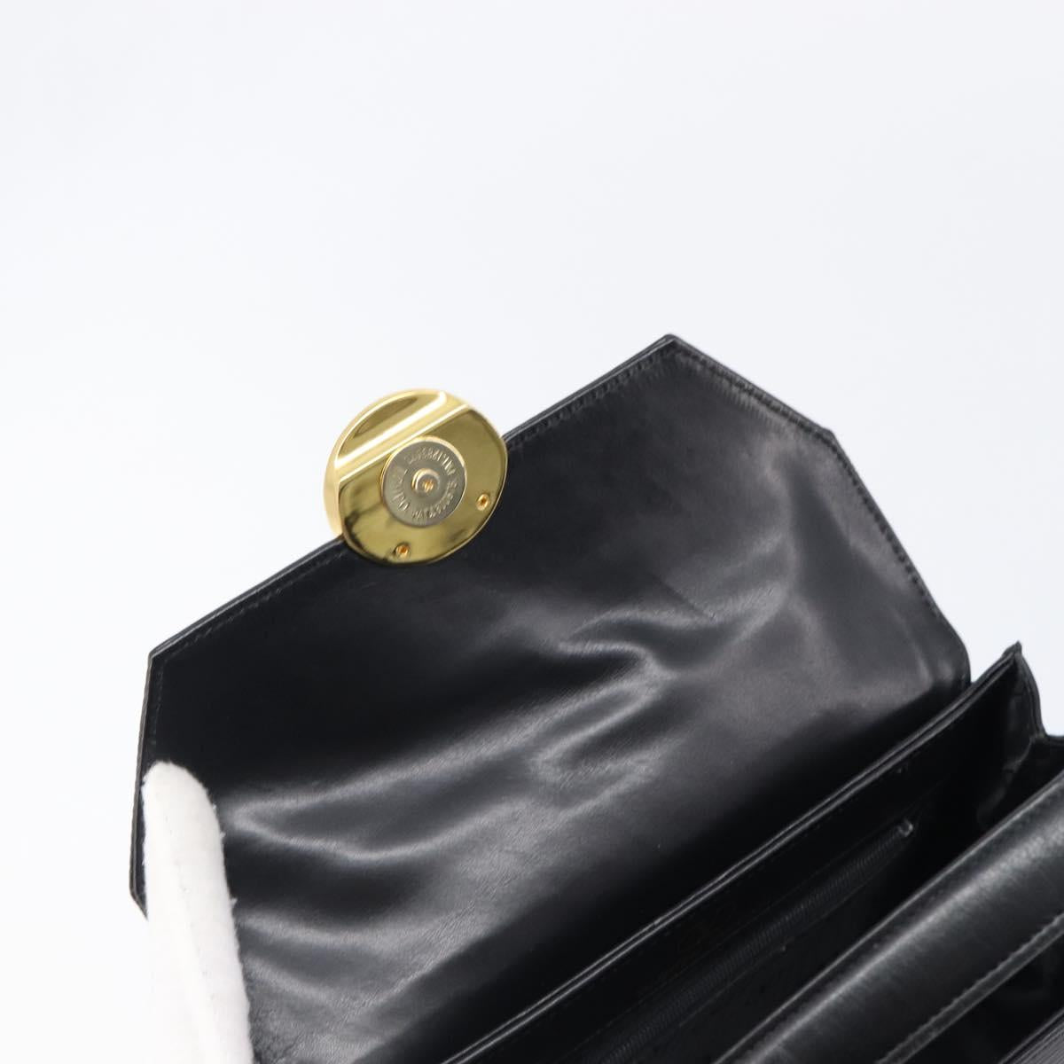 VALENTINO Hand Bag Leather 2way Black Gold Tone Auth BA15401A