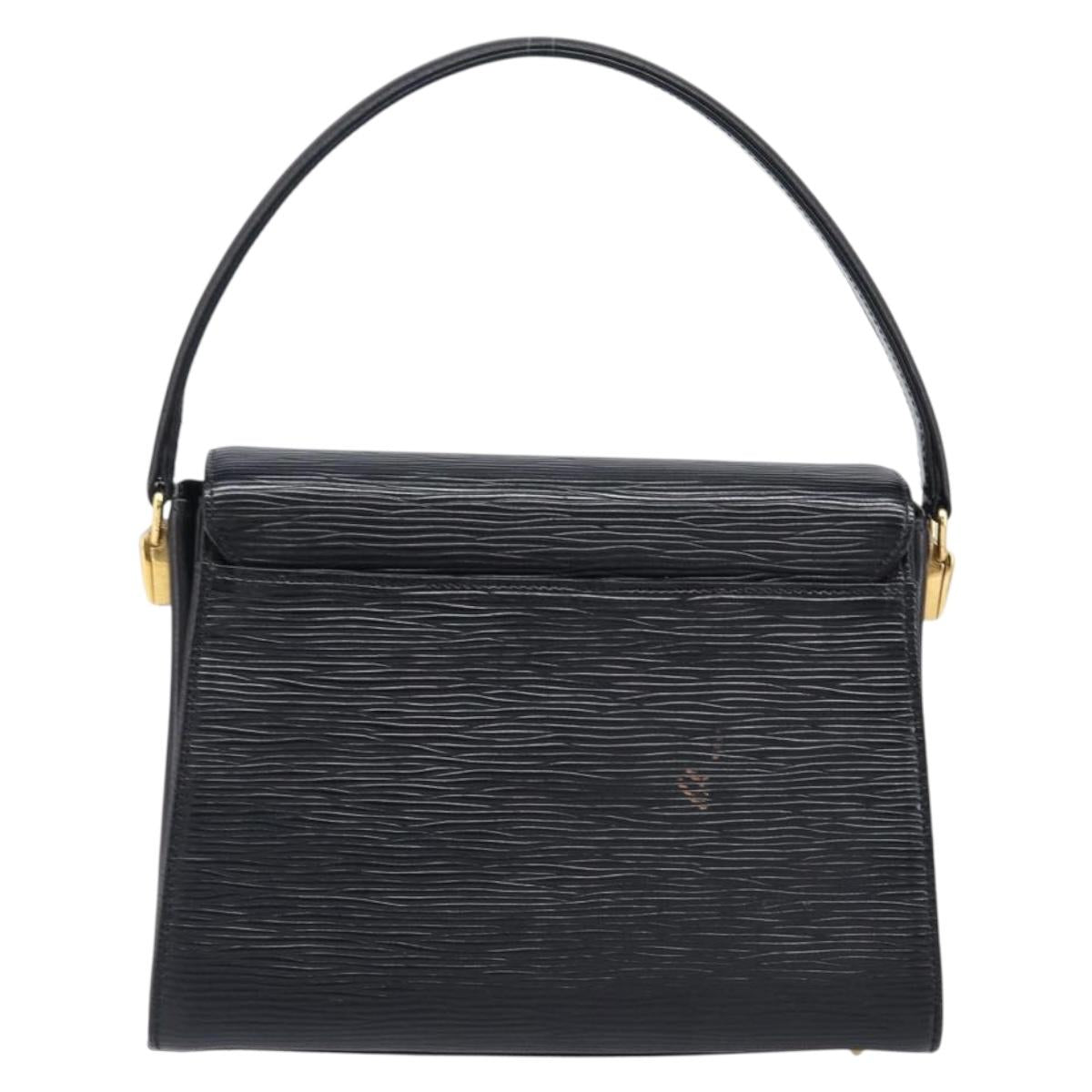 VALENTINO Hand Bag Leather 2way Black Gold Tone Auth BA15401A