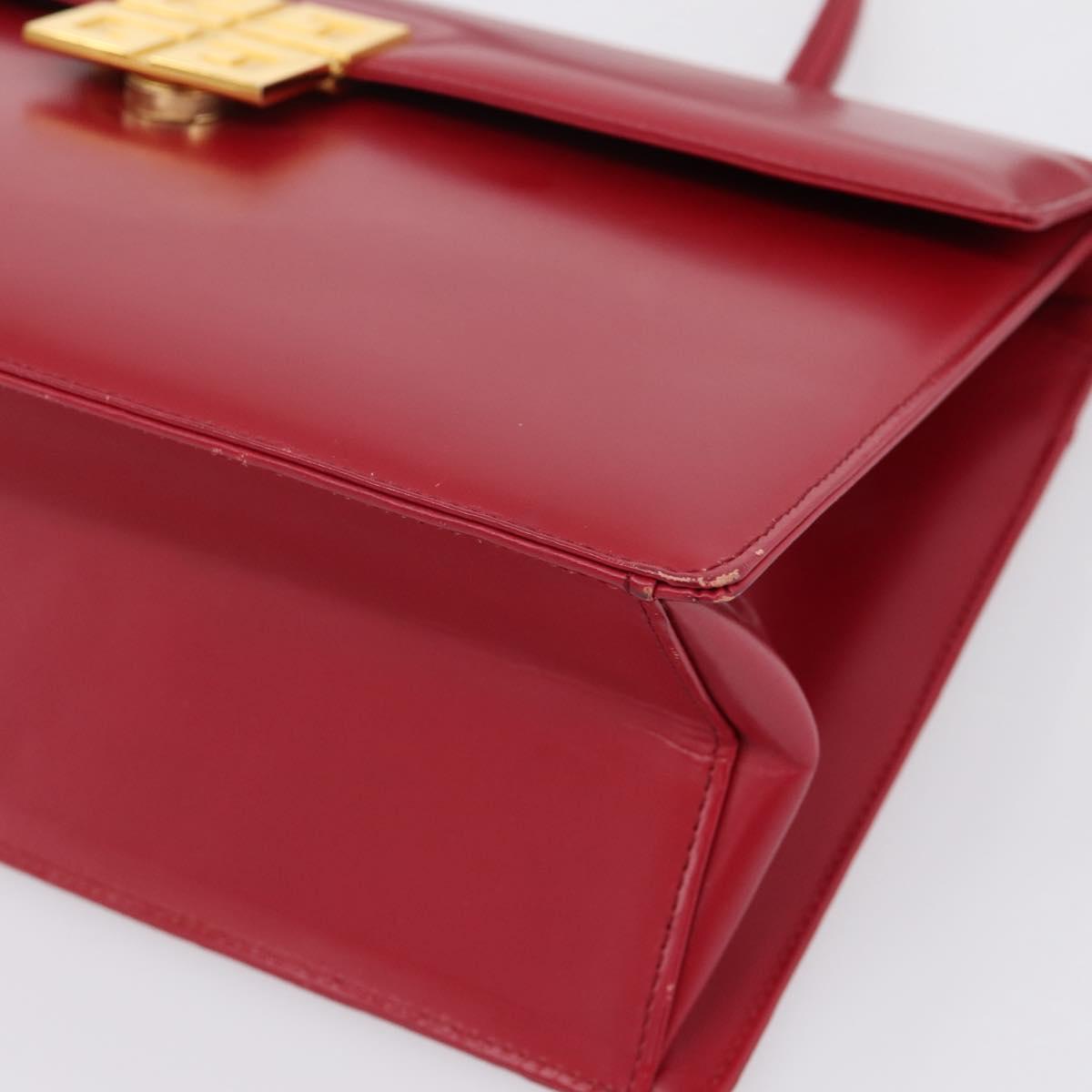 GIVENCHY Hand Bag Leather 2way Red Gold Tone Auth BA15402A
