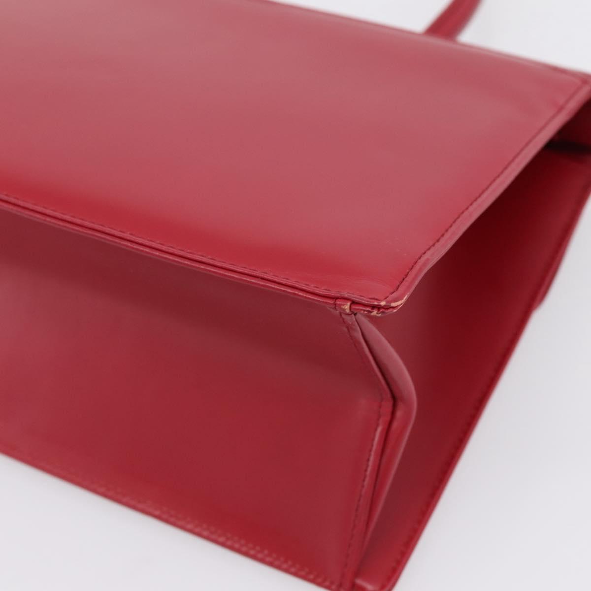GIVENCHY Hand Bag Leather 2way Red Gold Tone Auth BA15402A