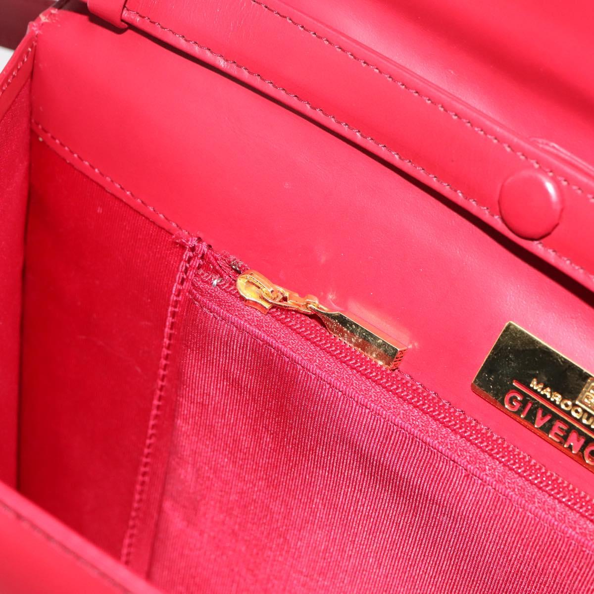 GIVENCHY Hand Bag Leather 2way Red Gold Tone Auth BA15402A
