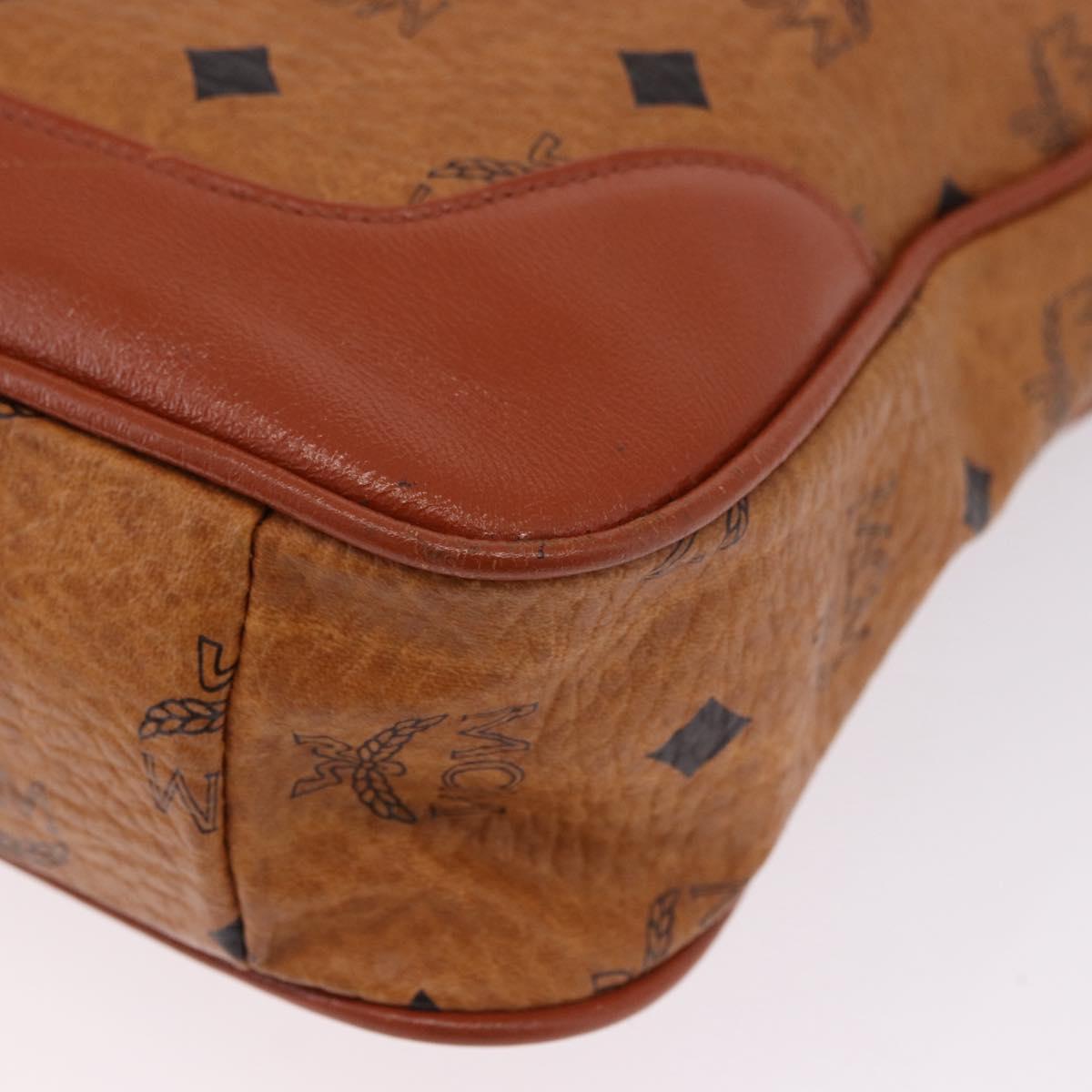 MCM Vicetos Shoulder Bag Leather Brown Gold Tone Auth BA15404