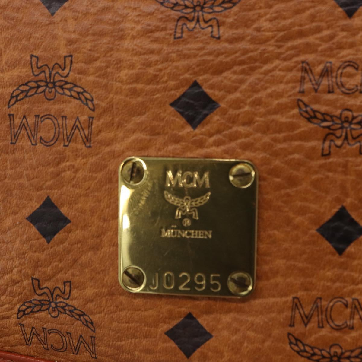 MCM Vicetos Shoulder Bag Leather Brown Gold Tone Auth BA15404