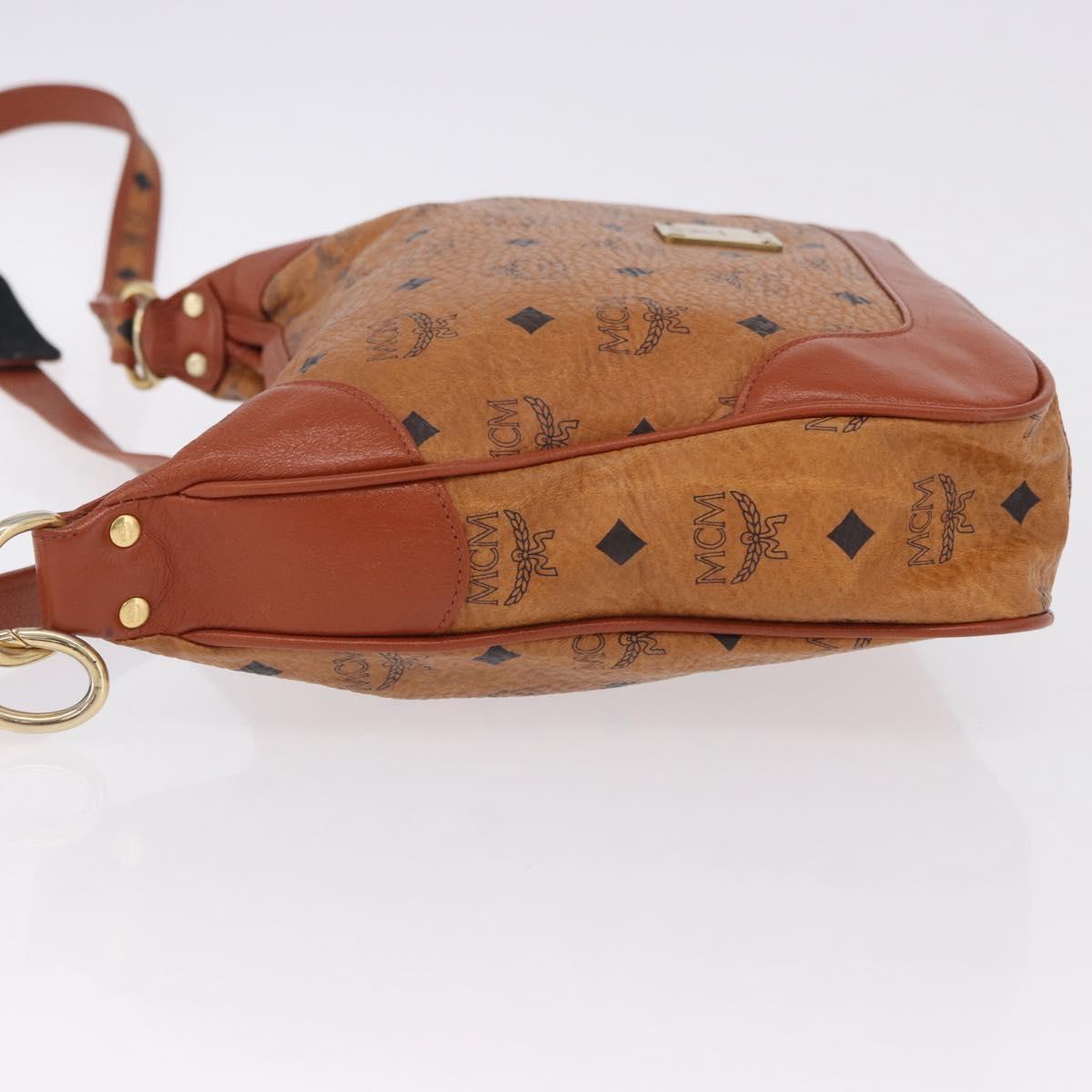MCM Vicetos Shoulder Bag Leather Brown Gold Tone Auth BA15404