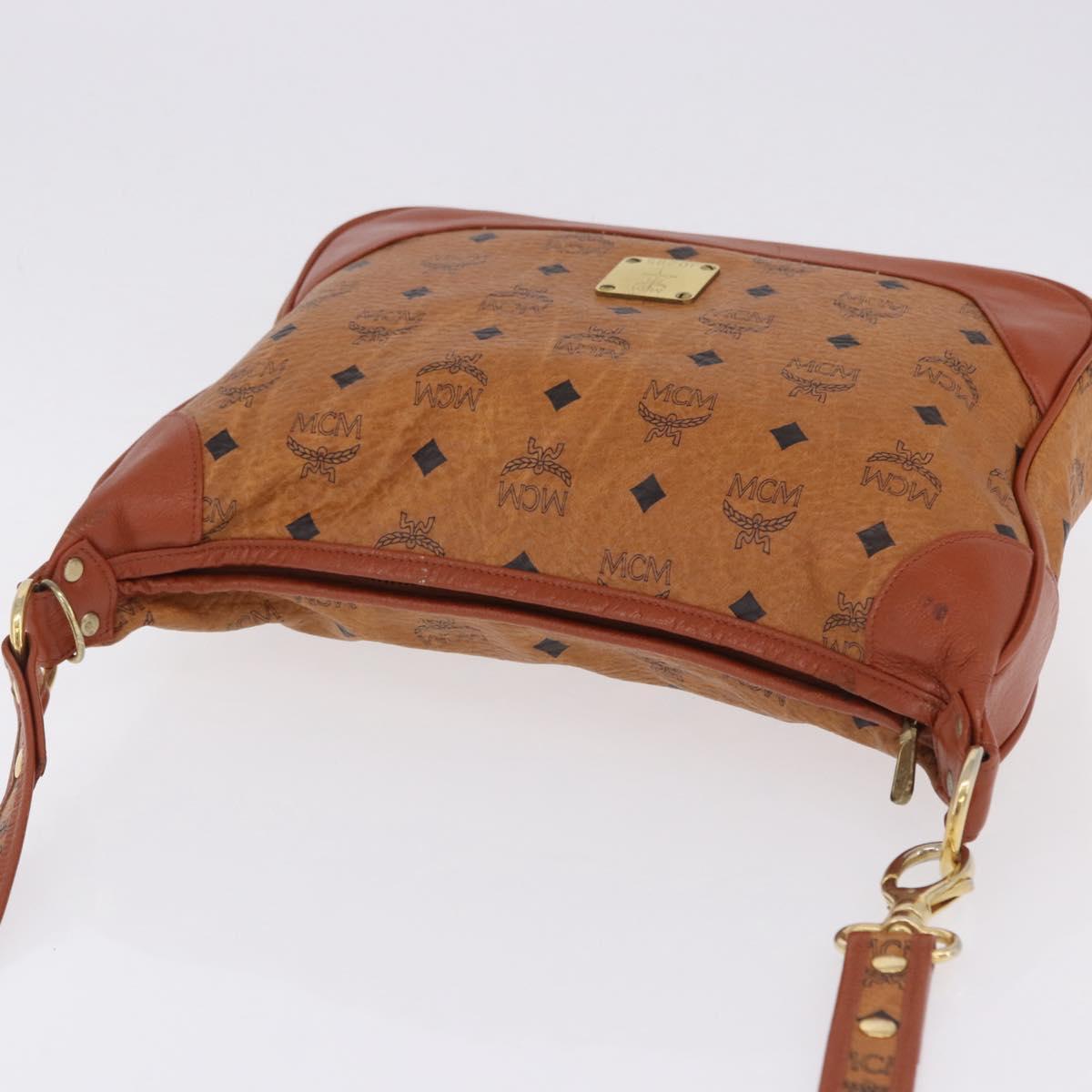 MCM Vicetos Shoulder Bag Leather Brown Gold Tone Auth BA15404