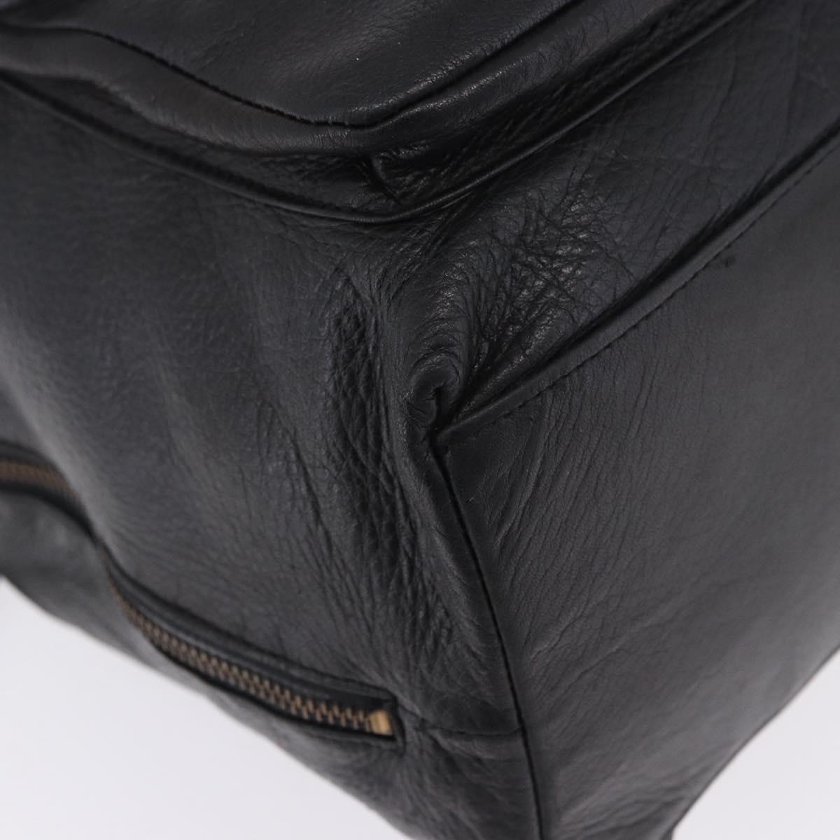 Gianni Versace Backpack Leather Black Gold Tone Auth BA15406