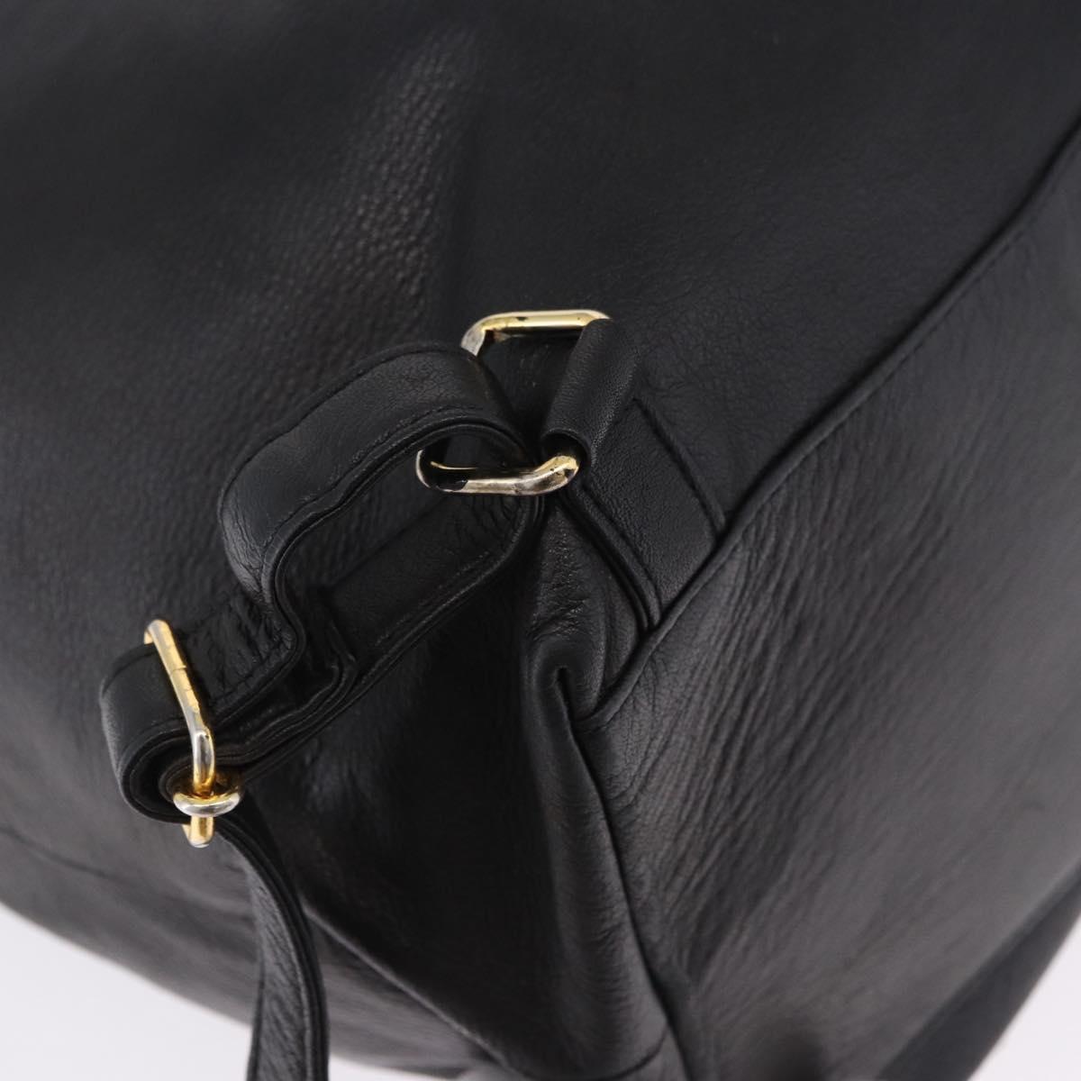 Gianni Versace Backpack Leather Black Gold Tone Auth BA15406
