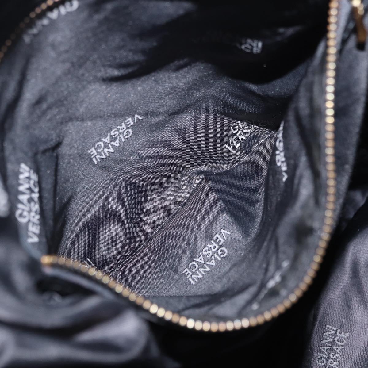 Gianni Versace Backpack Leather Black Gold Tone Auth BA15406