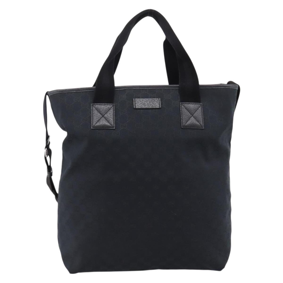 GUCCI GG Canvas Hand Bag 2way Black Silver 256099 Auth BA15407