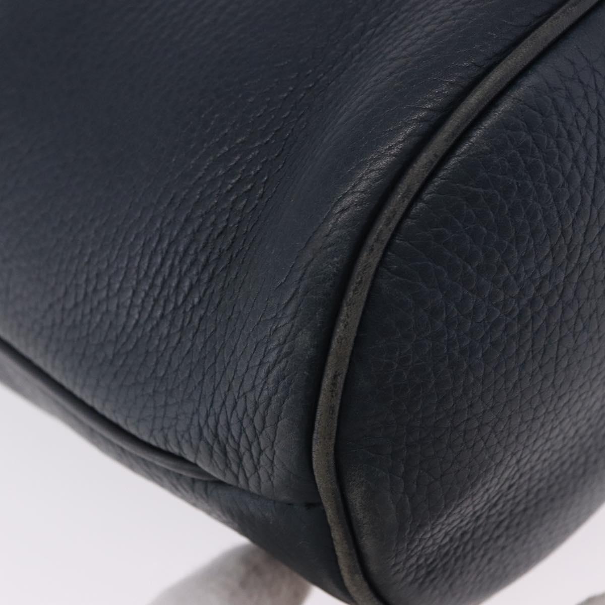 GUCCI Shoulder Bag Leather Navy Gold Tone 001 39 0791 Auth BA15410