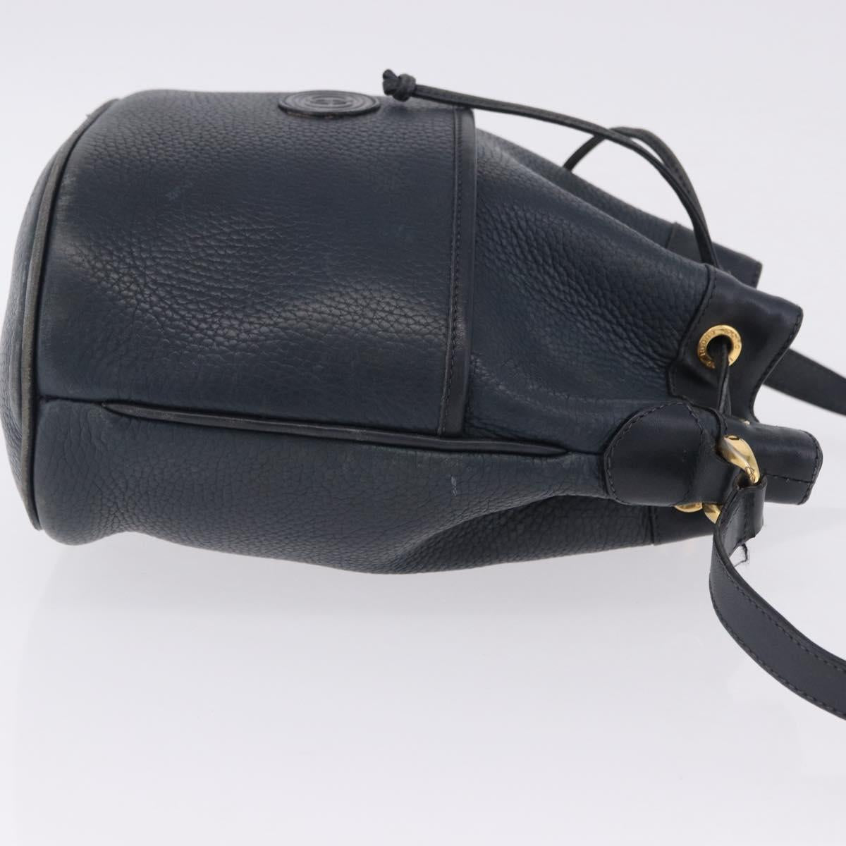 GUCCI Shoulder Bag Leather Navy Gold Tone 001 39 0791 Auth BA15410