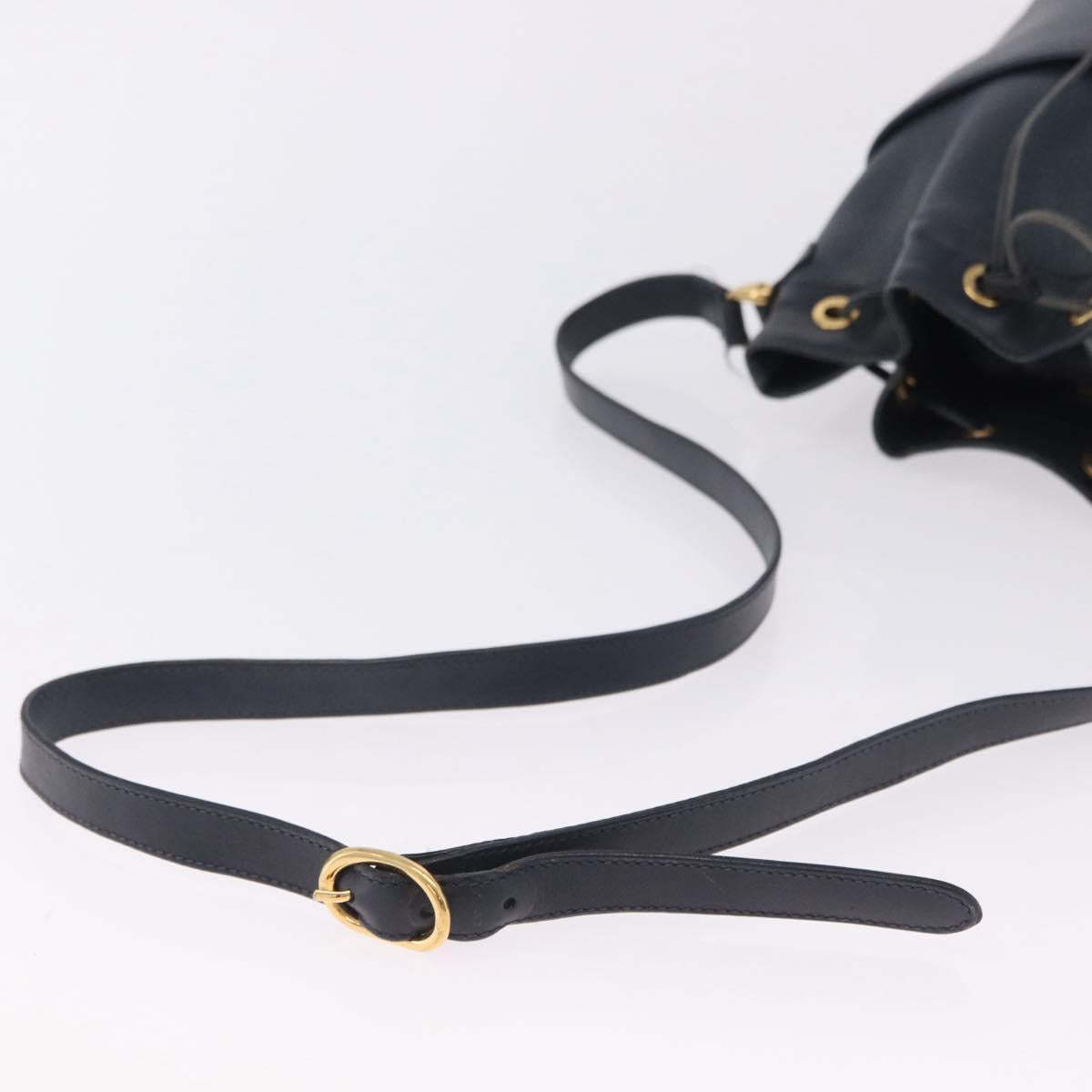 GUCCI Shoulder Bag Leather Navy Gold Tone 001 39 0791 Auth BA15410
