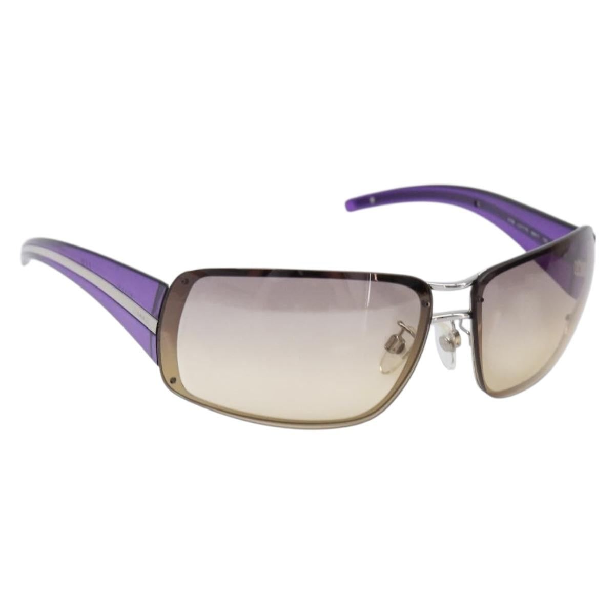 CHANEL Sunglasses Plastic Purple Silver CC Auth BA15416