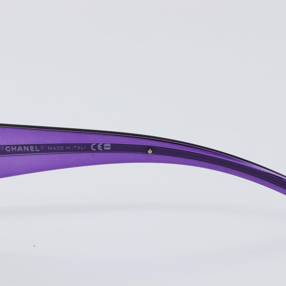 CHANEL Sunglasses Plastic Purple Silver CC Auth BA15416