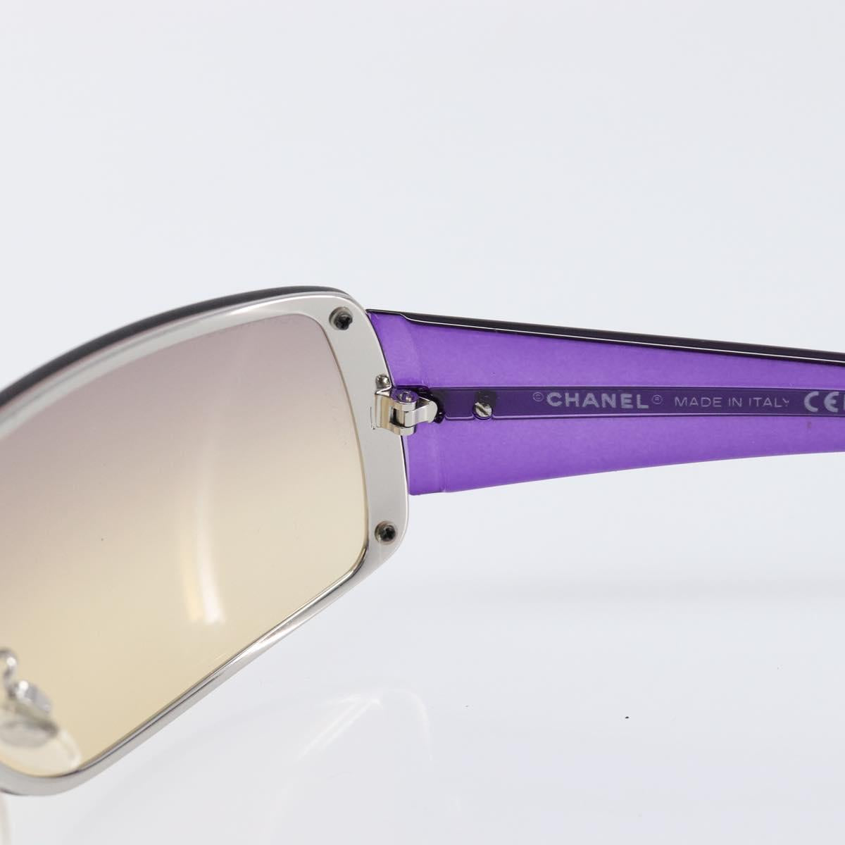 CHANEL Sunglasses Plastic Purple Silver CC Auth BA15416